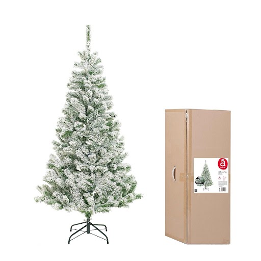 Voir la diapositive 4 : ACTUEL Sapin Artificiel Enneigé - Hauteur 180 cm 444 Branches avec support en métal