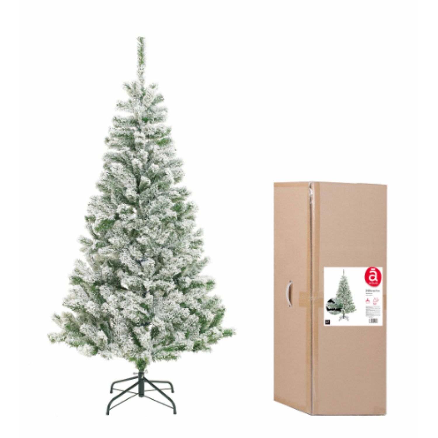 Voir la diapositive 5 : ACTUEL Sapin Artificiel Enneigé - Hauteur 150 cm 324 Branches avec support en métal