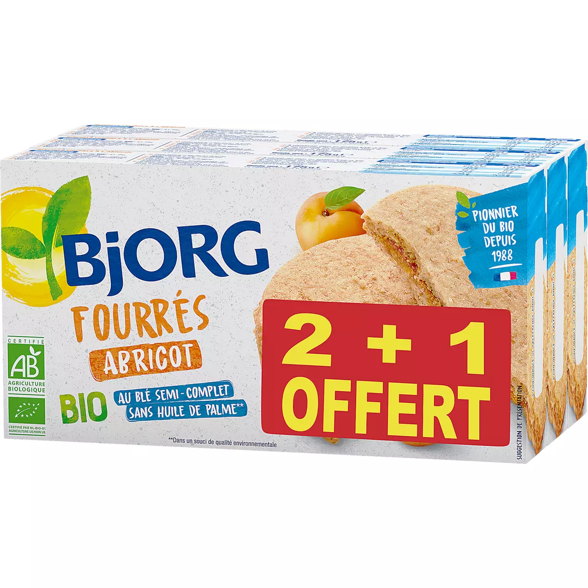 BJORG Fourrés abricot bio 2+1 offert 3x175g 525g