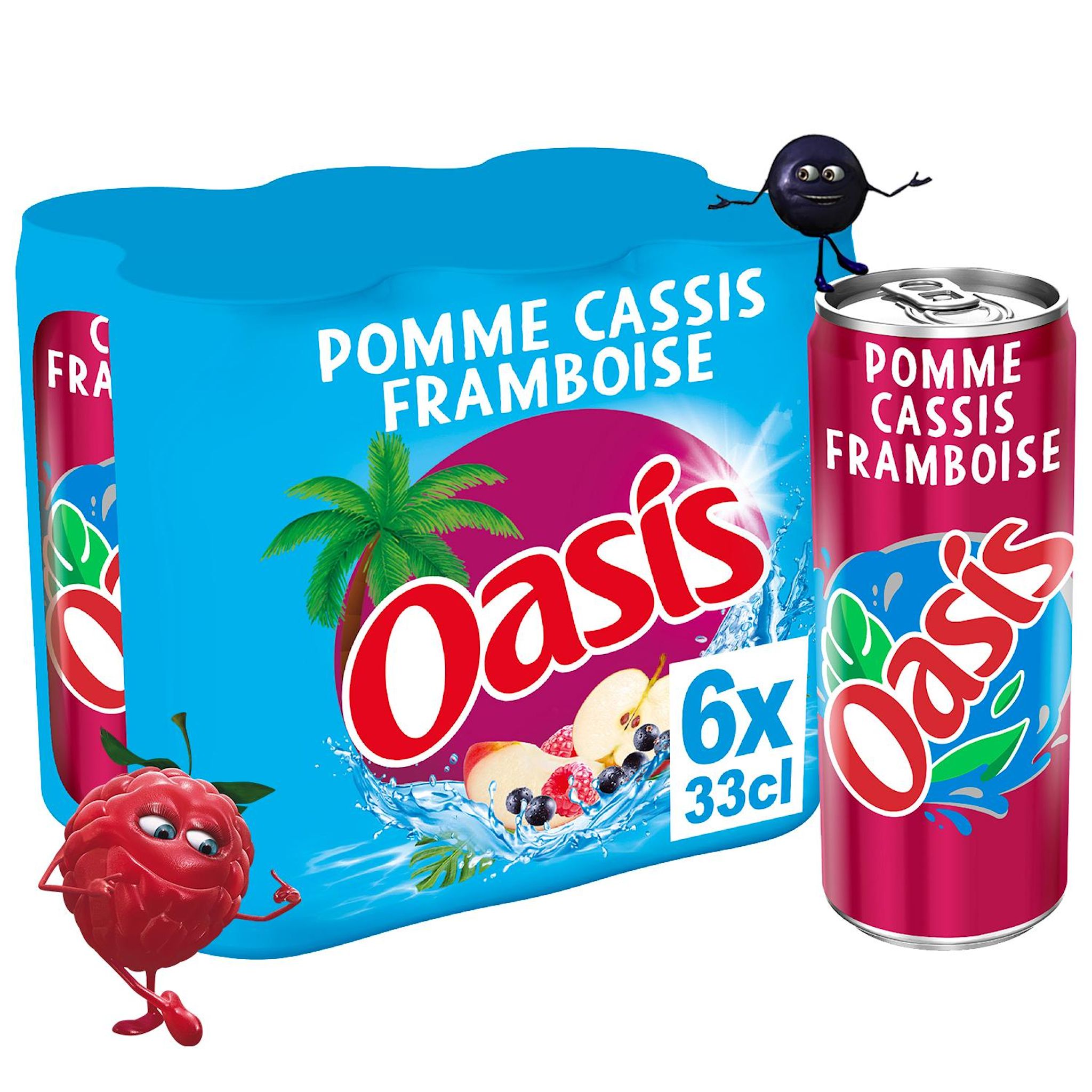 Voir la diapositive 2 : OASIS Boisson aux fruits saveur Pomme Cassis Framboise 6x33cl