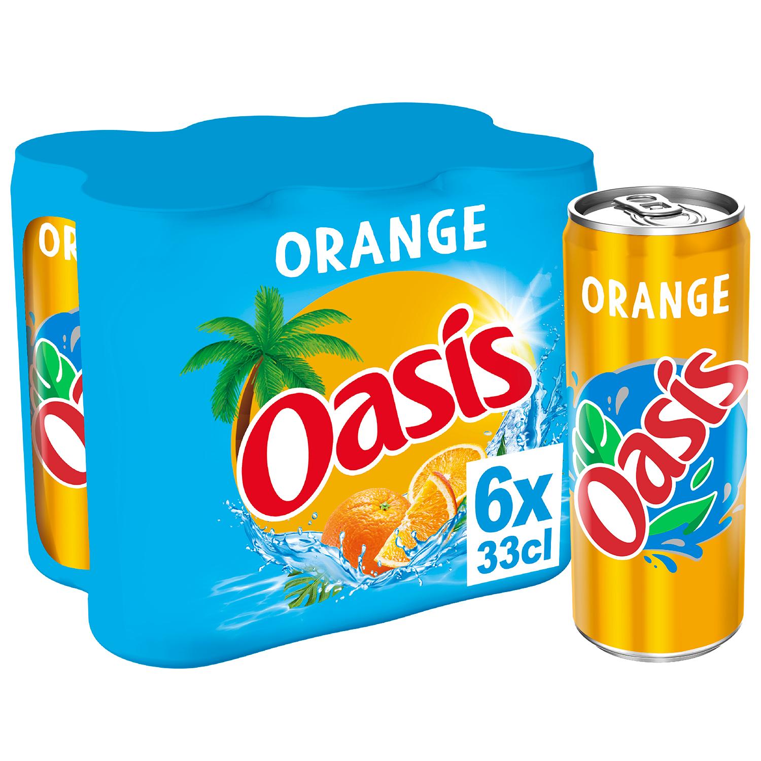 Voir la diapositive 2 : OASIS Boisson aux fruits saveur orange boîtes 6x33cl