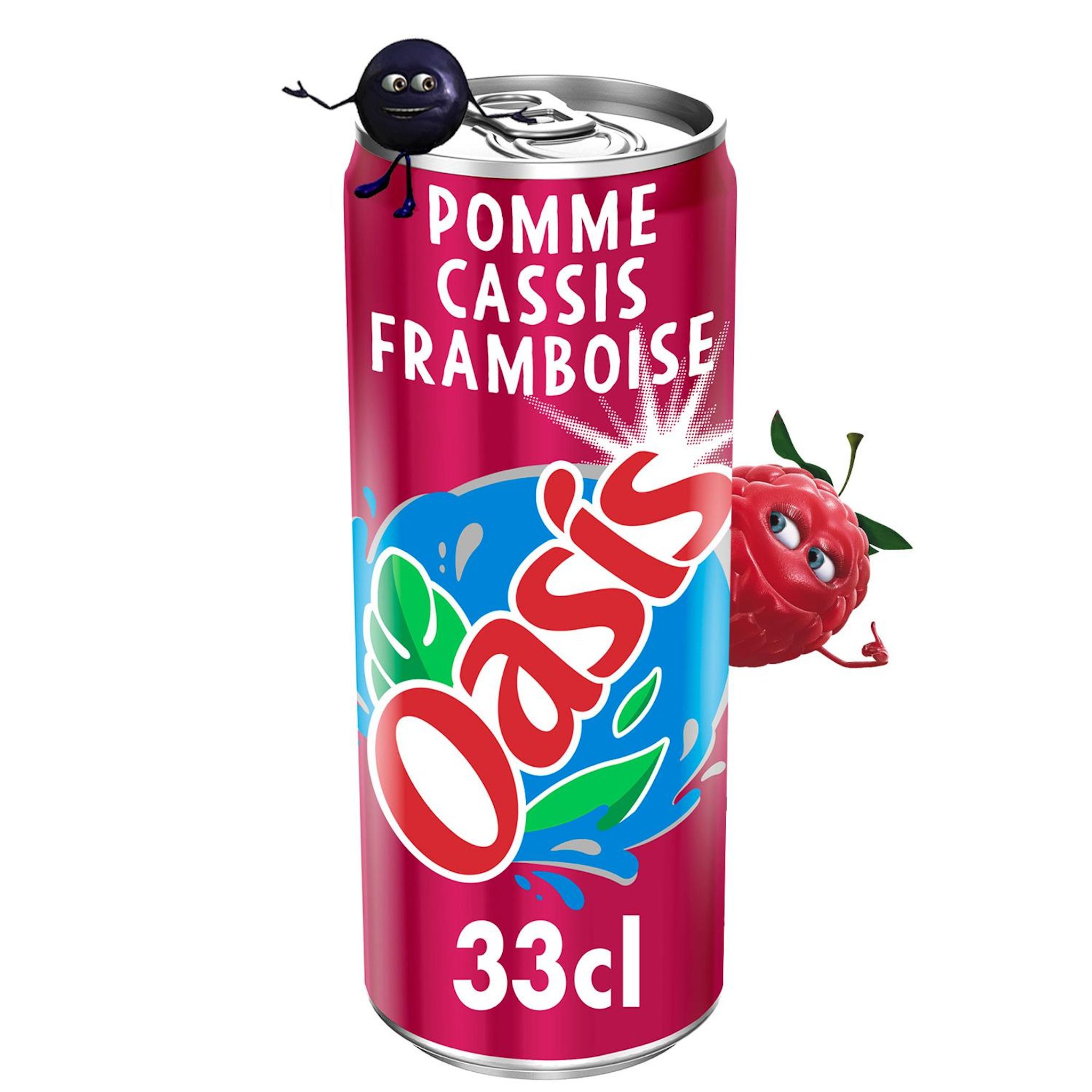 Voir la diapositive 2 : OASIS Boisson aux fruits saveur pomme cassis framboise boîte 33cl