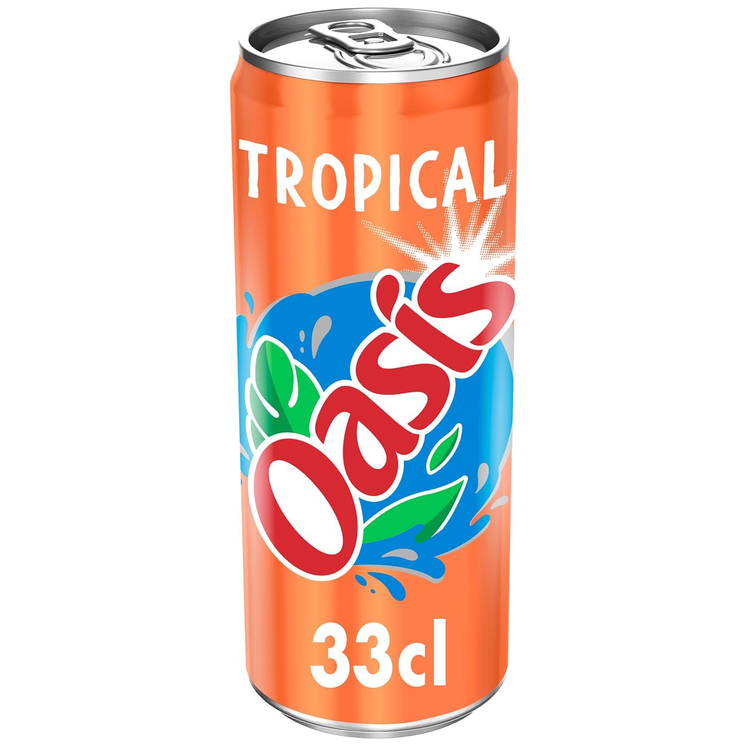 Voir la diapositive 2 : OASIS Boisson aux fruits goût tropical boîte slim 33cl