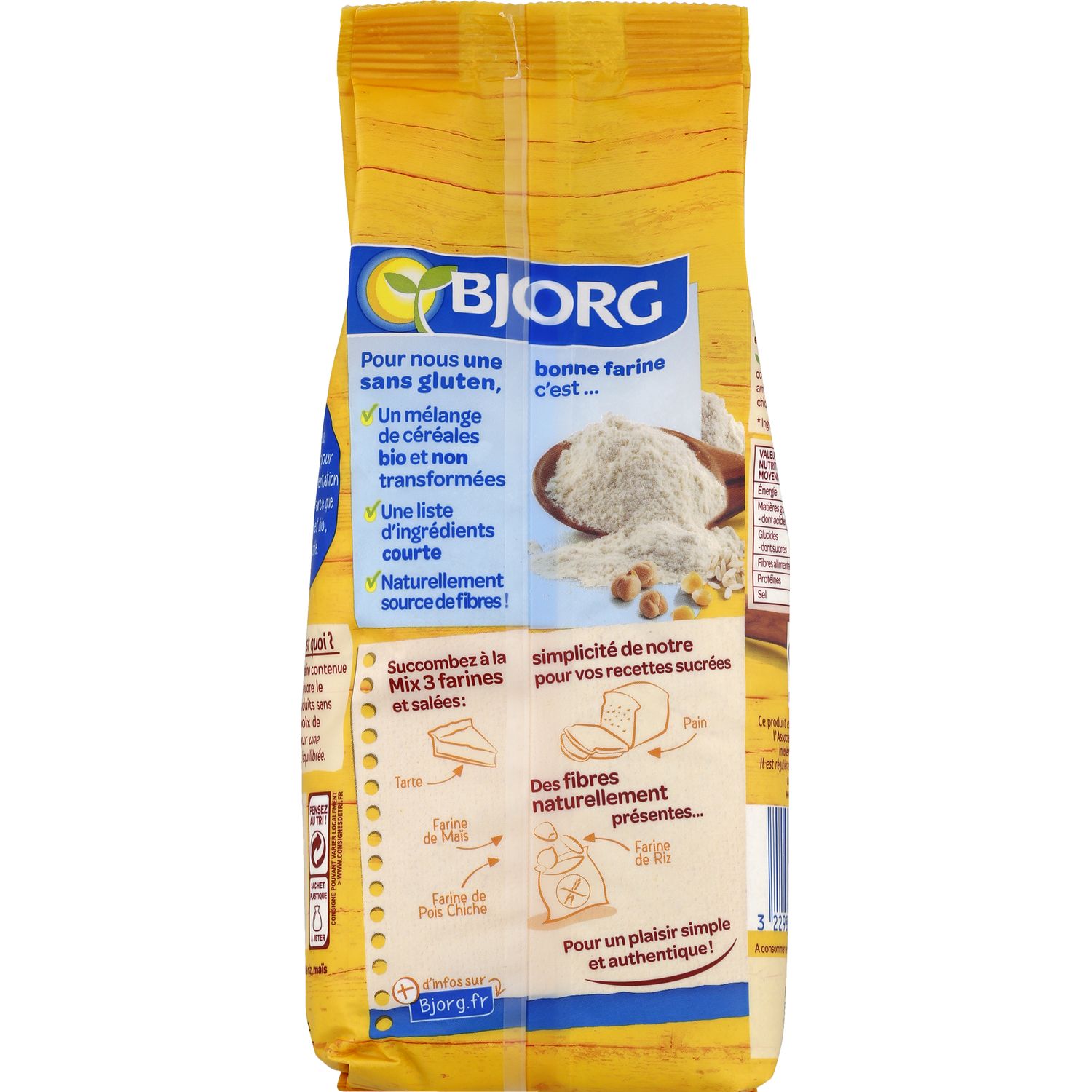 Voir la diapositive 3 : BJORG Mix 3 farines bio sans gluten 500g