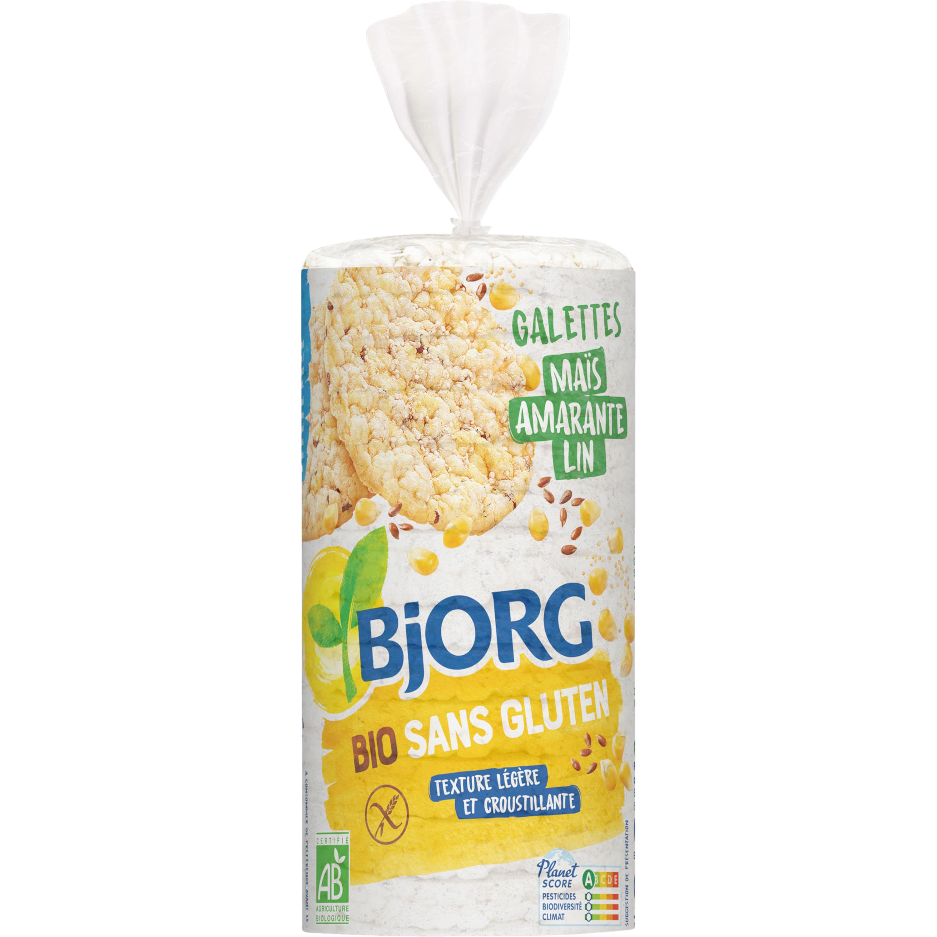 Voir la diapositive 2 : BJORG Galettes de maïs amarante et lin bio sans gluten 150g