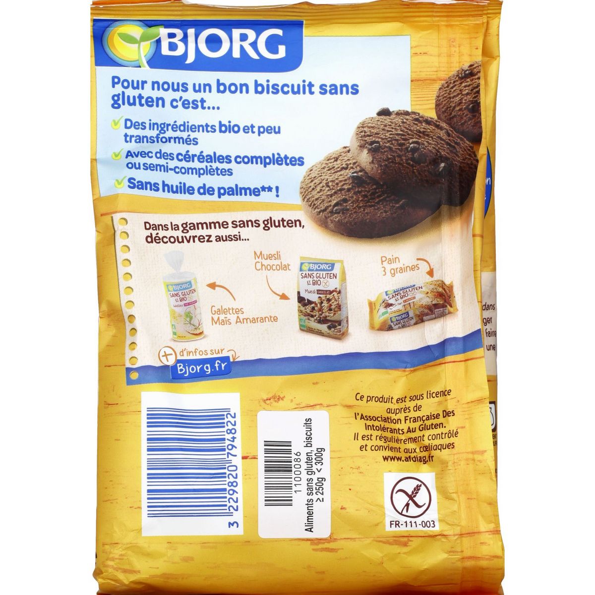 BJORG Sablé sarrazin chocolat bio sans gluten 250g