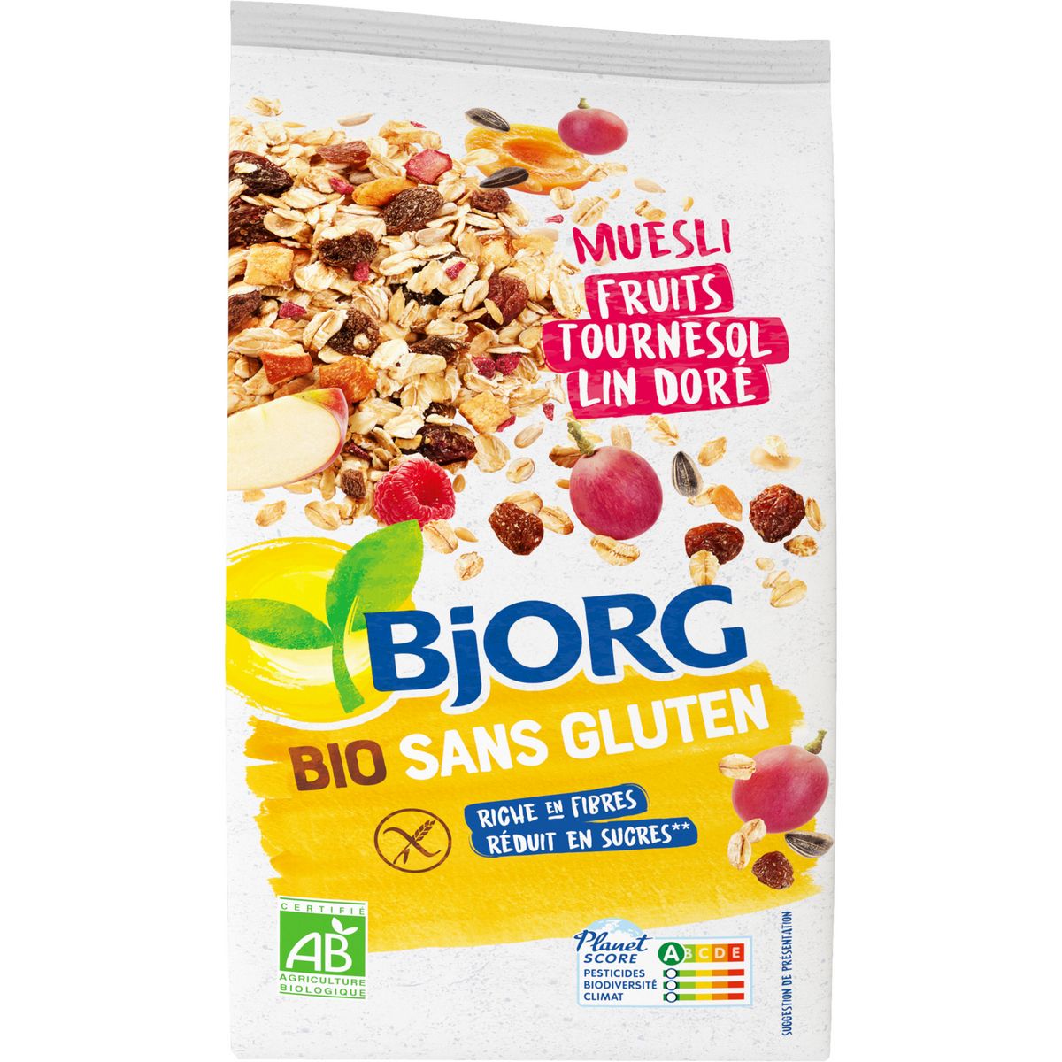 BJORG Muesli fruits tournesol lin doré bio sans gluten 375g