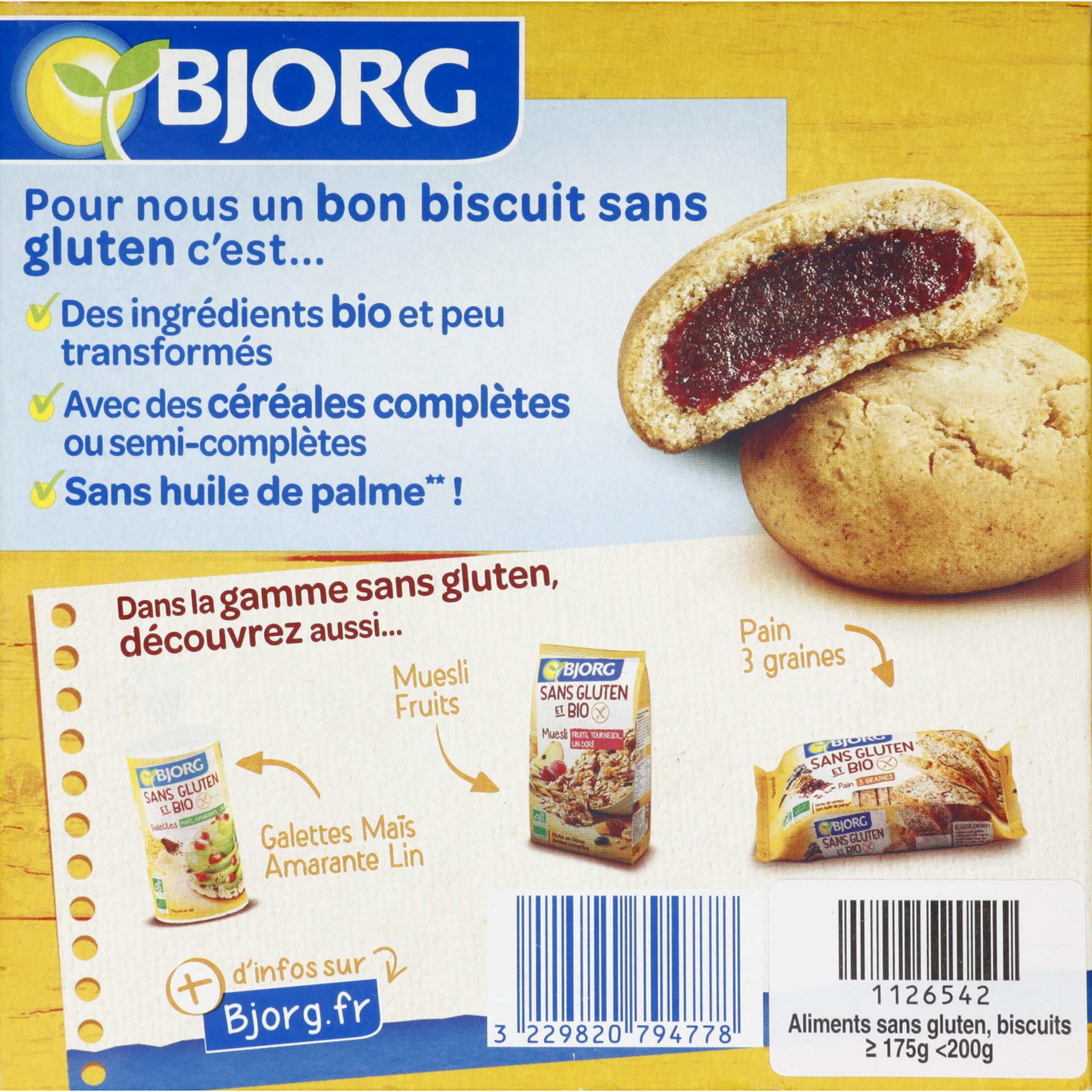 Voir la diapositive 4 : BJORG Petit fourré à la myrtille bio sans gluten 6 sachets 180g