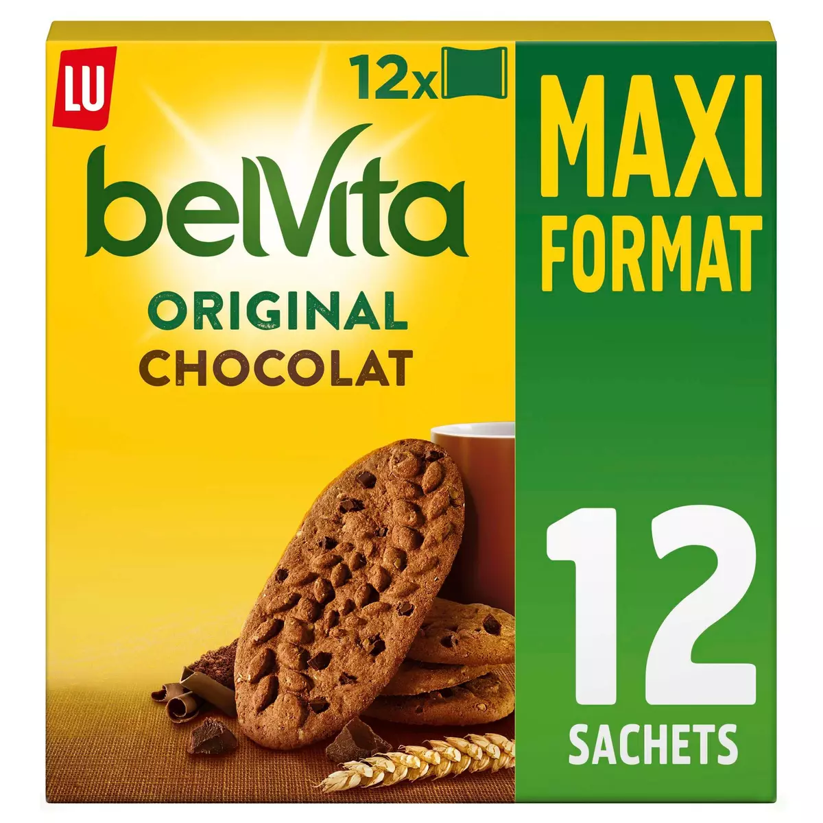 BELVITA Biscuits petit-déjeuner original chocolat sachets fraîcheur 12  sachets 600g pas cher 
