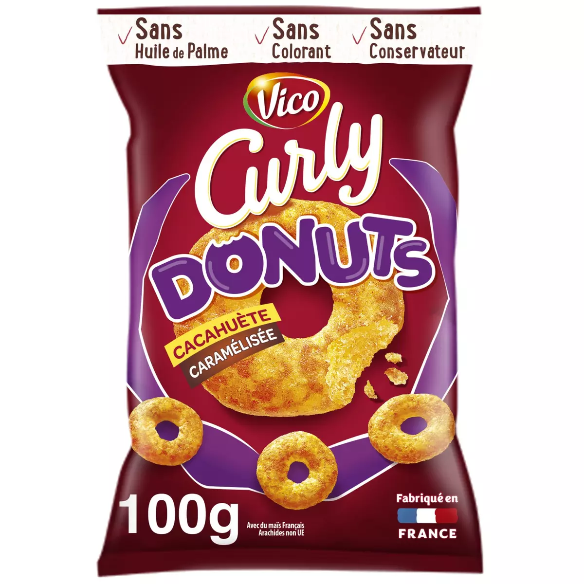 CURLY Biscuits soufflés Donuts cacahuète 100g