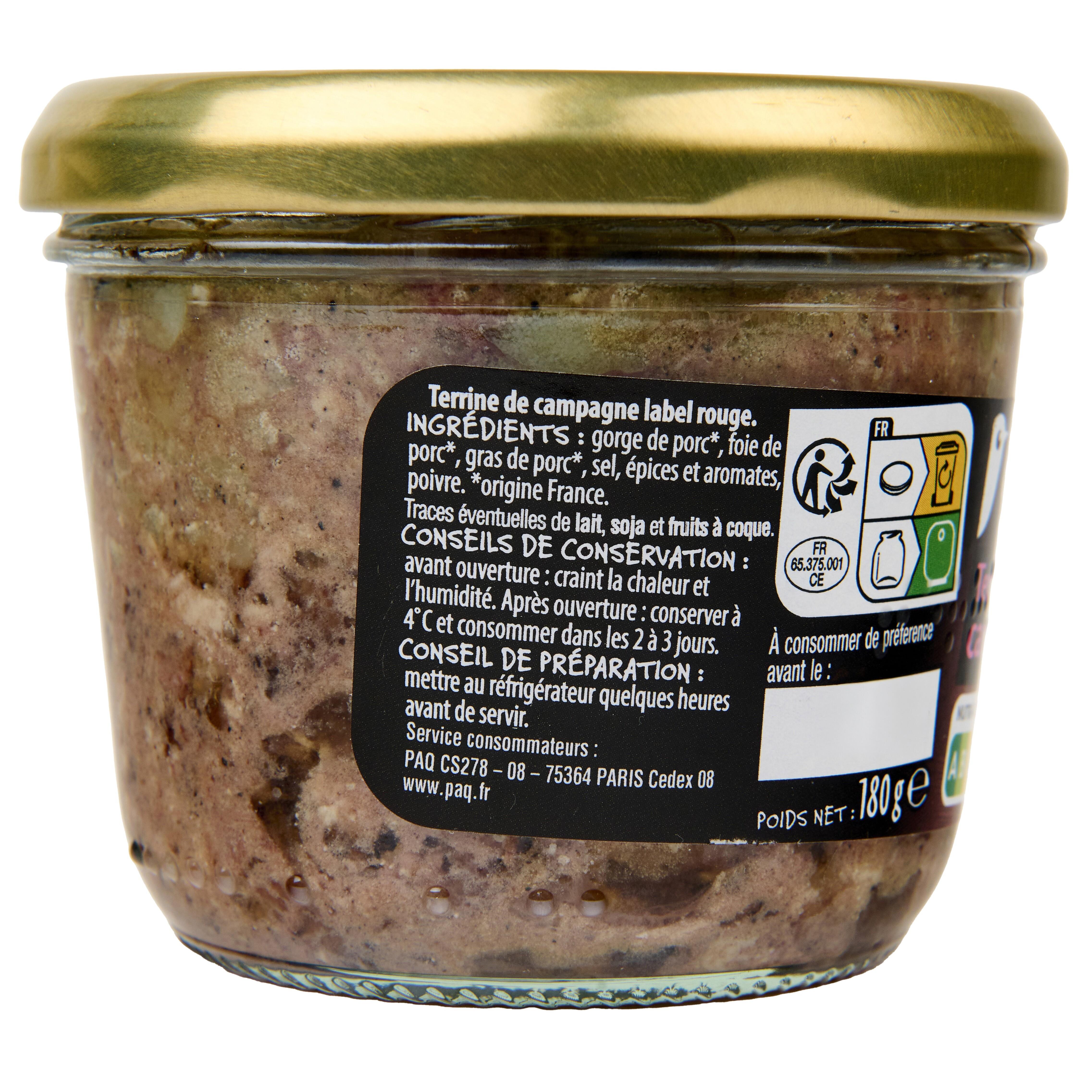 Voir la diapositive 2 : AUCHAN MMM! Terrine de campagne Label Rouge 180g