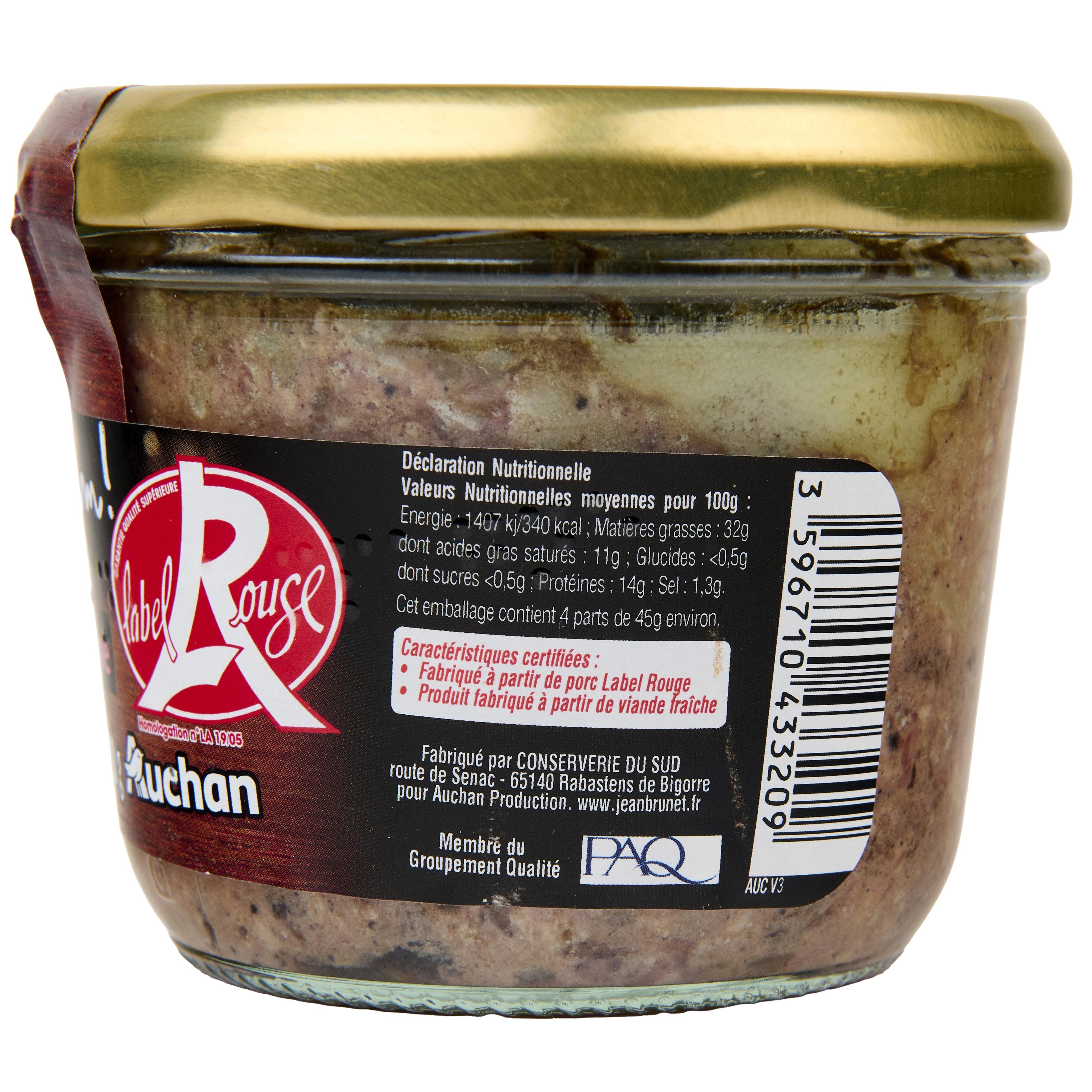 Voir la diapositive 4 : AUCHAN MMM! Terrine de campagne Label Rouge 180g