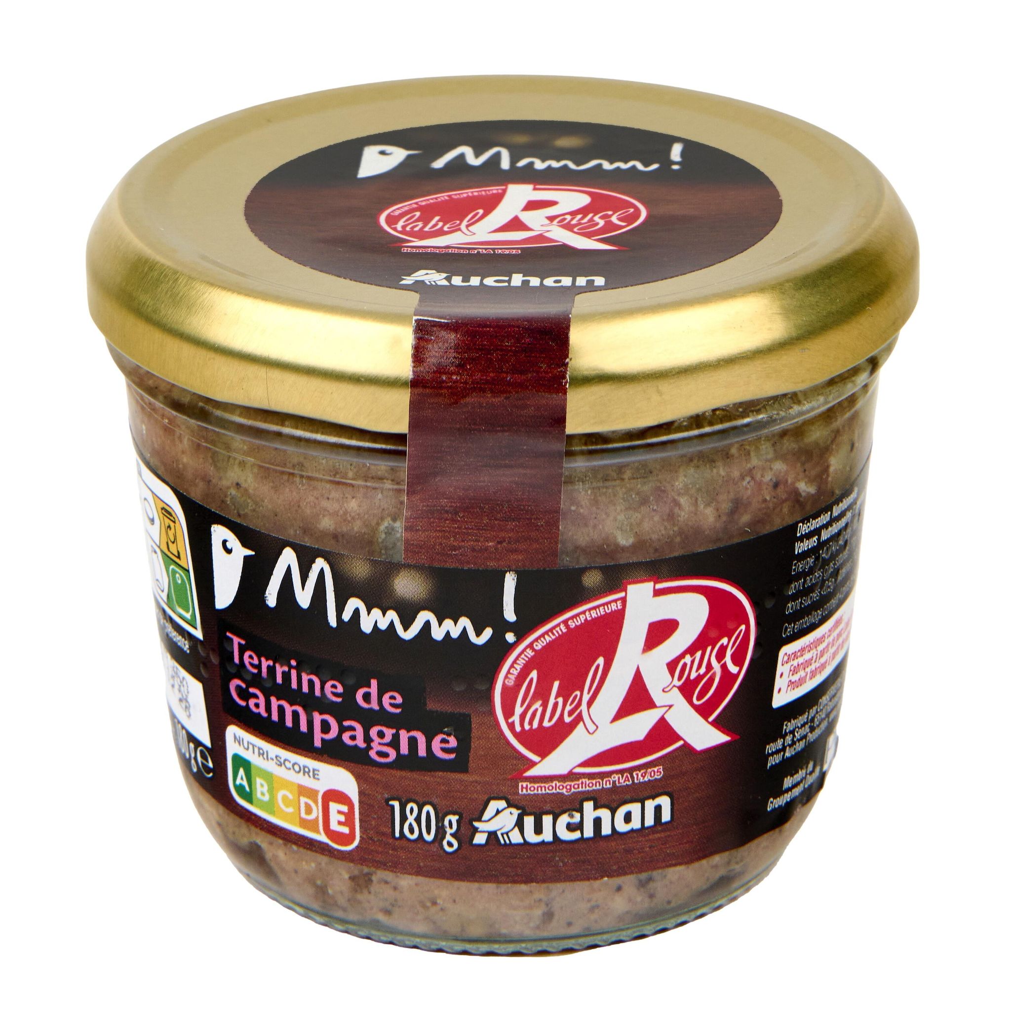 Voir la diapositive 4 : AUCHAN MMM! Terrine de campagne Label Rouge 180g