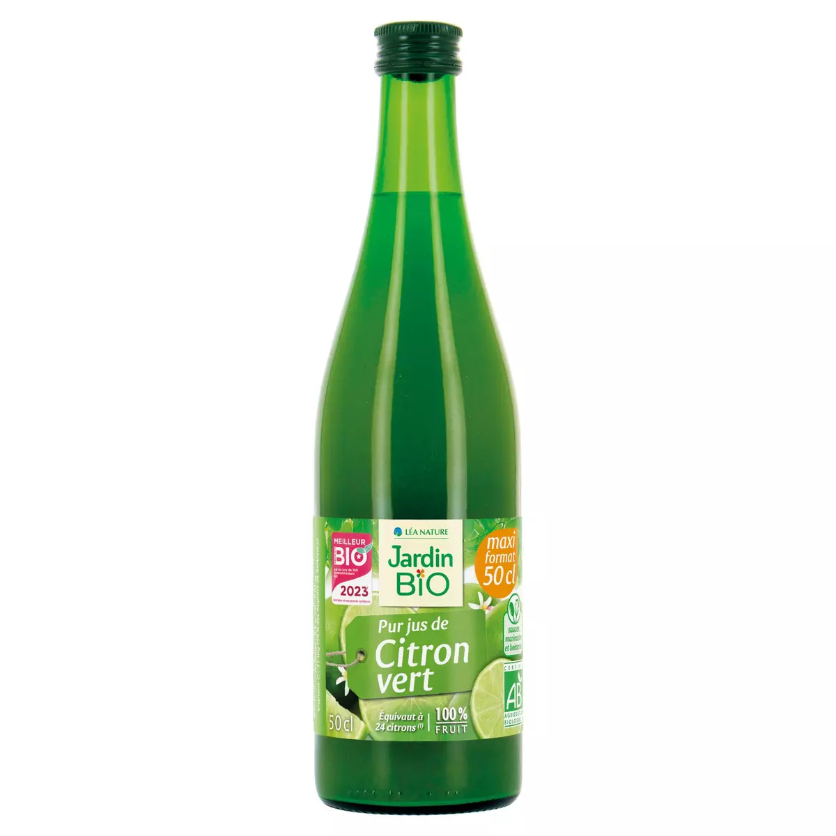 JARDIN BIO ETIC Pur jus de citron vert, en bouteille maxi format 50cl