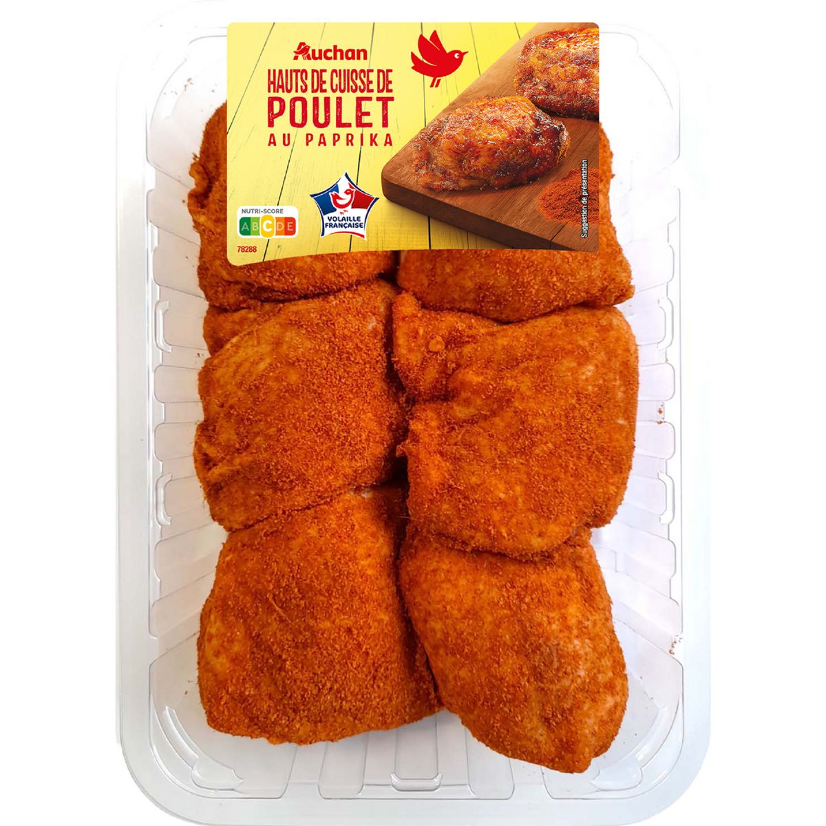 AUCHAN Hauts de cuisses de poulet au paprika 900g