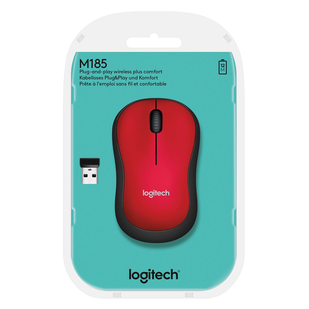 LOGITECH Souris sans Fil M185 Optique Rouge