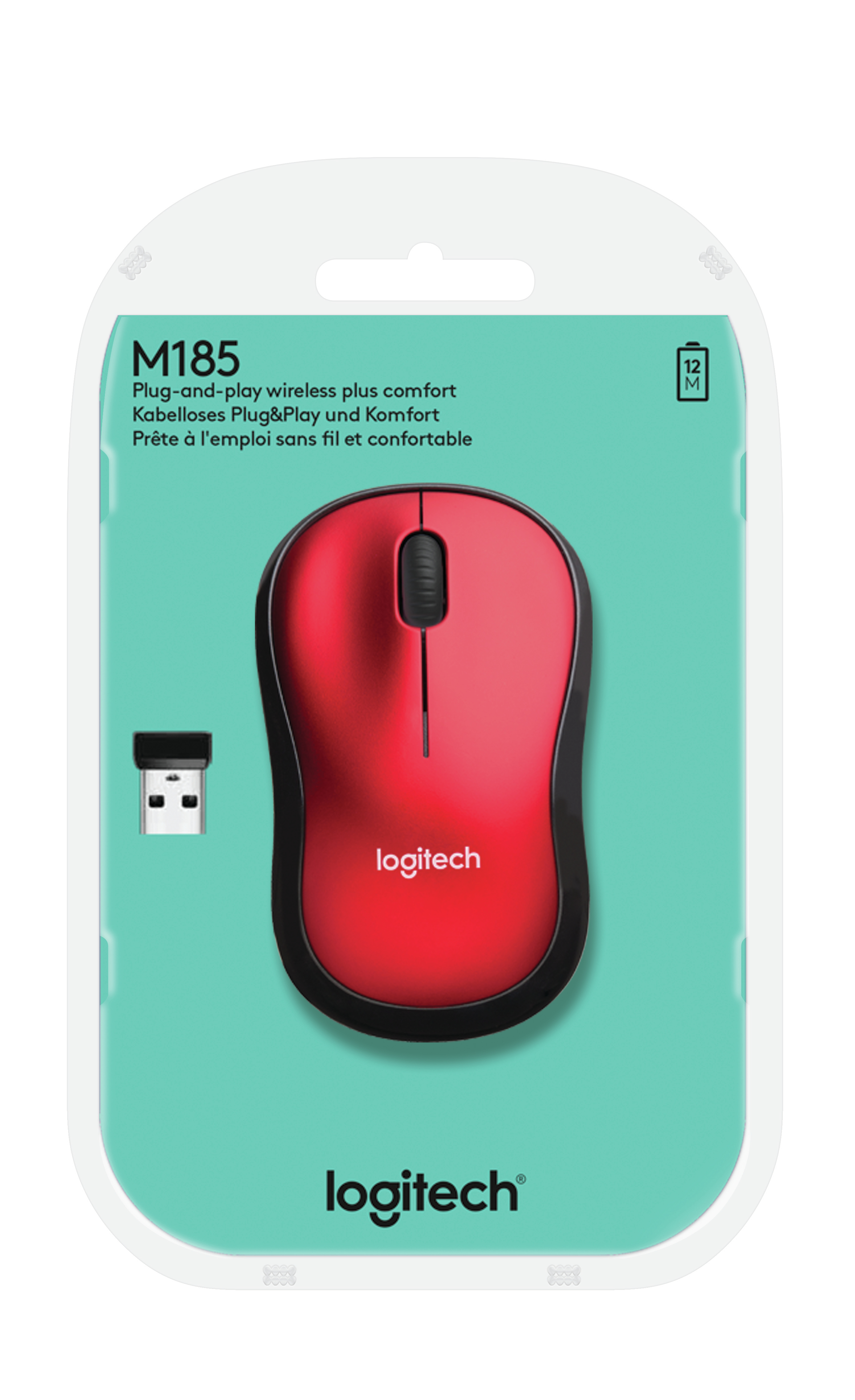 Voir la diapositive 6 : LOGITECH Souris sans Fil M185 Optique Rouge