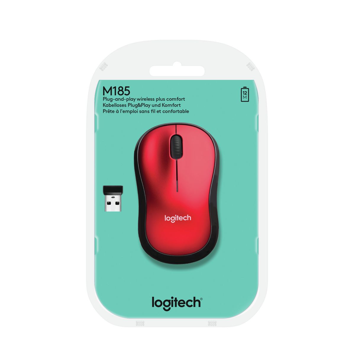 LOGITECH Souris sans Fil M185 Optique Rouge
