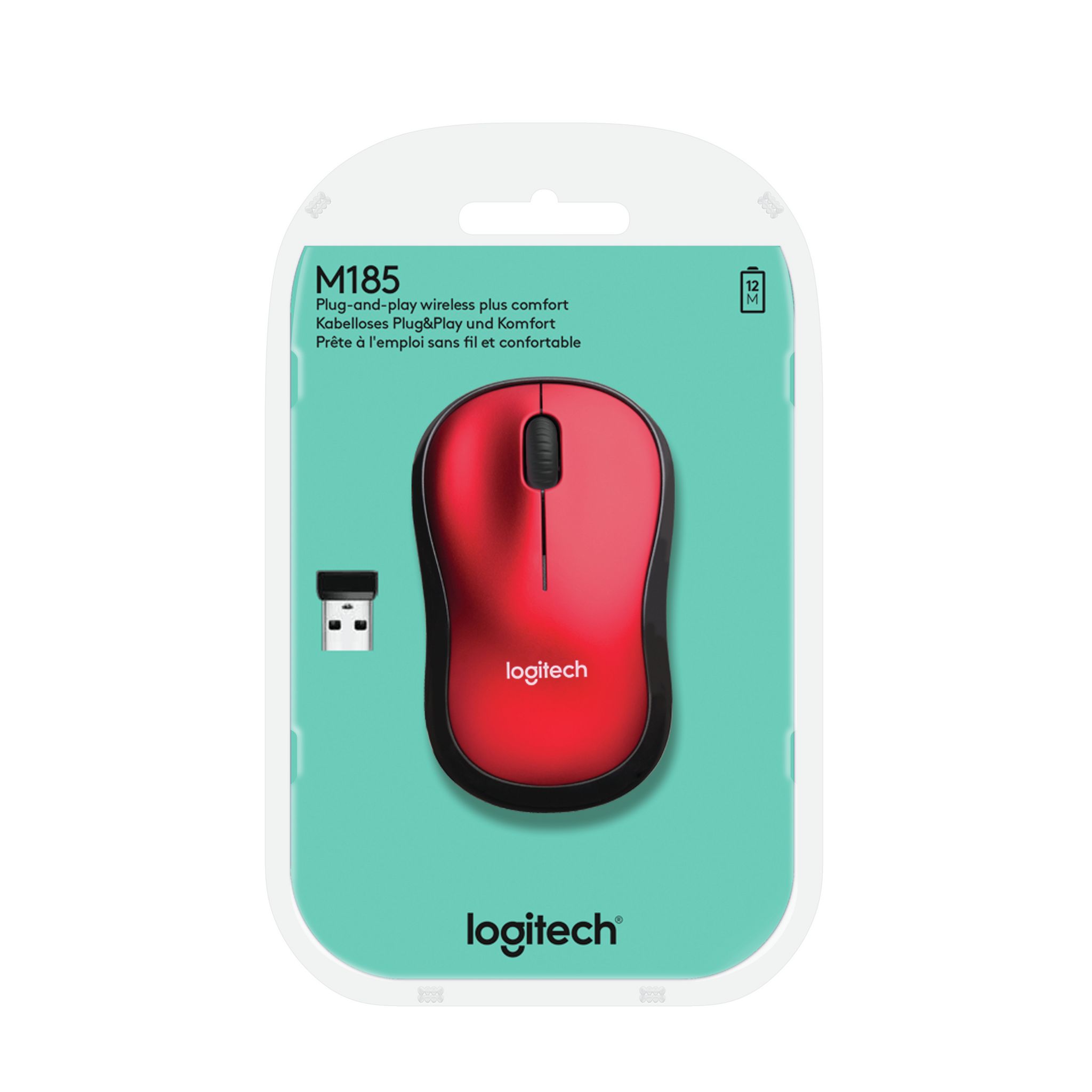 Voir la diapositive 6 : LOGITECH Souris sans Fil M185 Optique Rouge