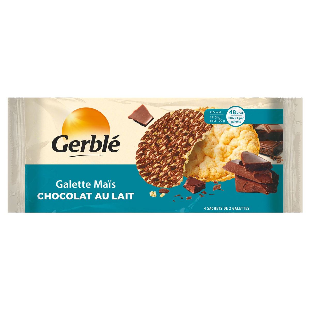 GERBLE Galettes de maïs chocolat au lait sachets fraîcheur 4x2 galettes 124g