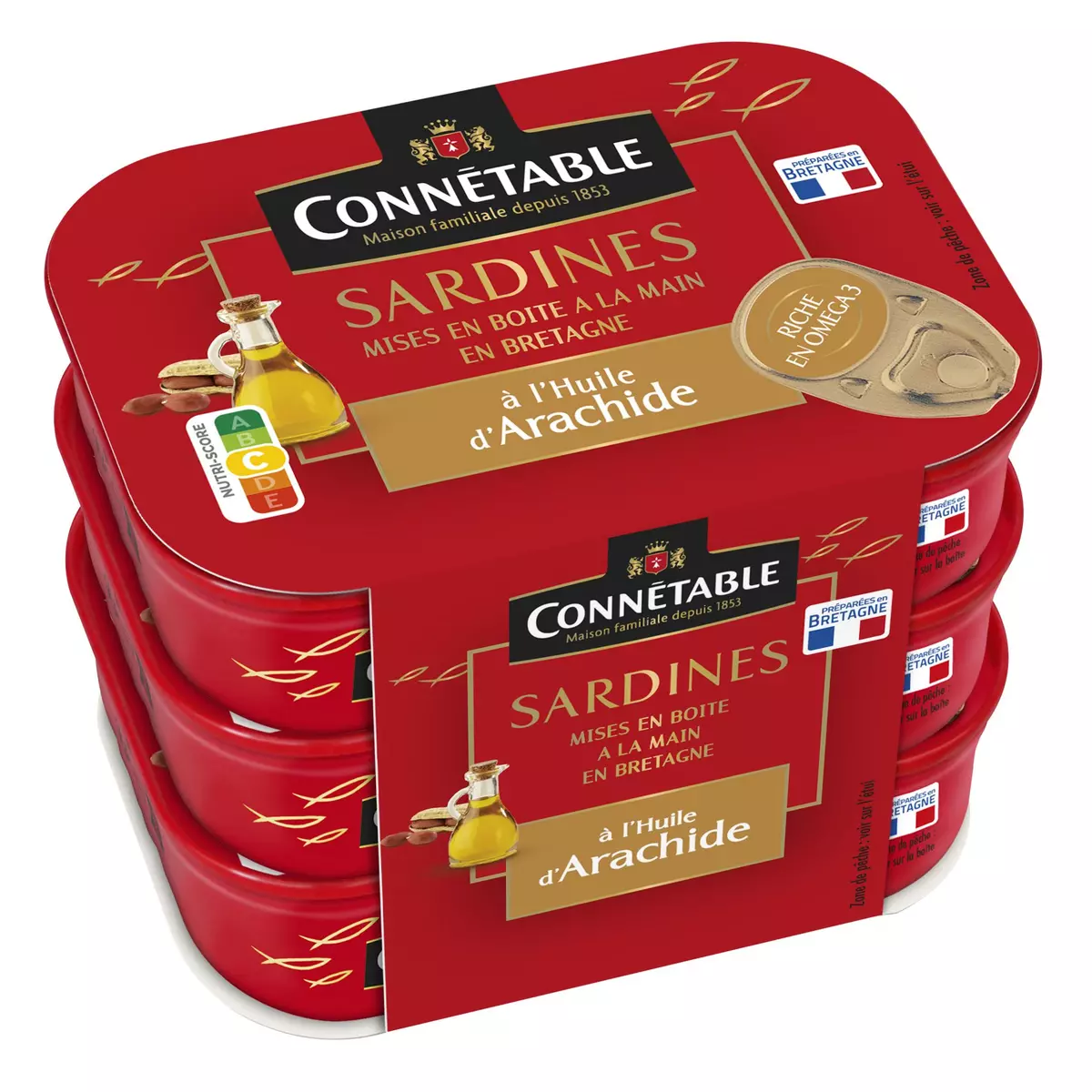 CONNETABLE Sardines à l'huile d'arachide 3x135g