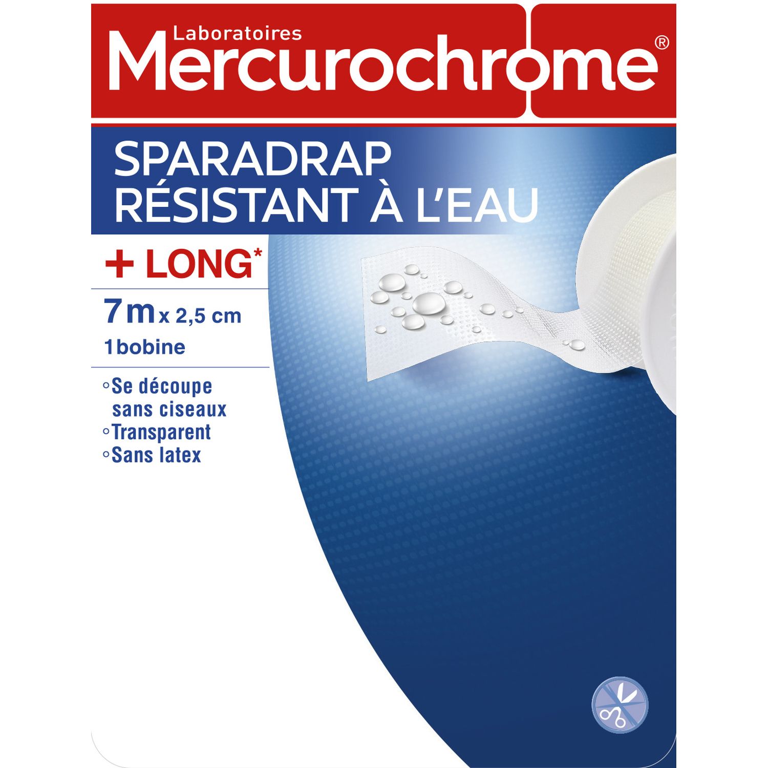 Voir la diapositive 2 : MERCUROCHROME Sparadrap résistant à l'eau 7mx2,5cm 1 pièce