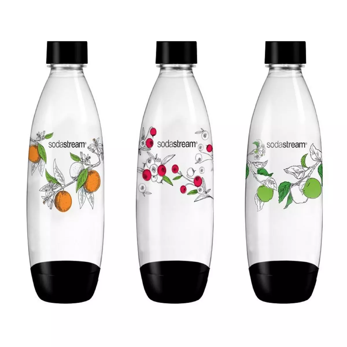 Sodastream : Bouteilles > Bouteilles en plastique d'1L > 2x 1l Bouteille  Regular Noire