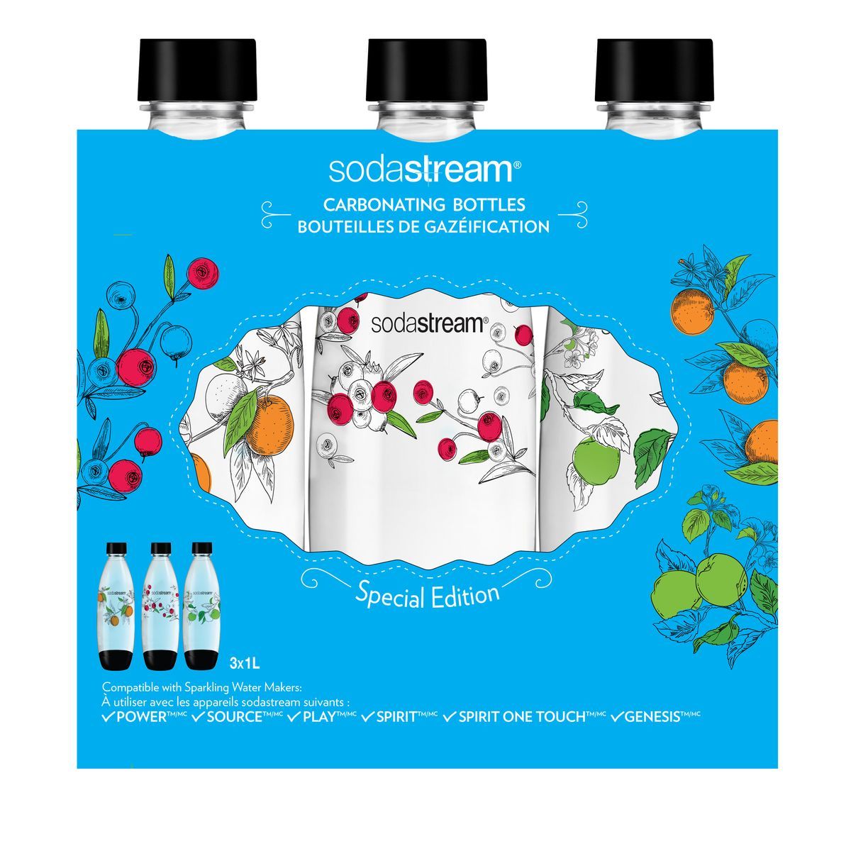 SODASTREAM Pack 3 bouteilles grand modèle FUSE HIPSTER