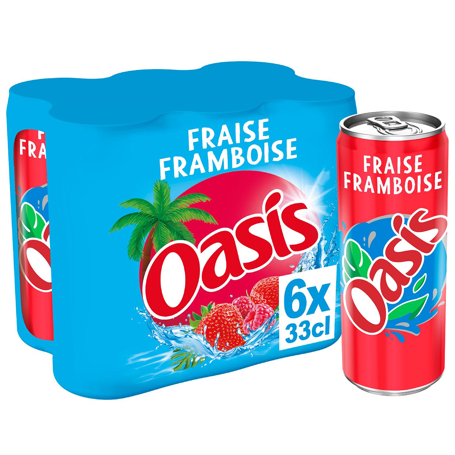 Voir la diapositive 2 : OASIS Boisson aux fruits saveur fraise framboise boîtes 6x33cl