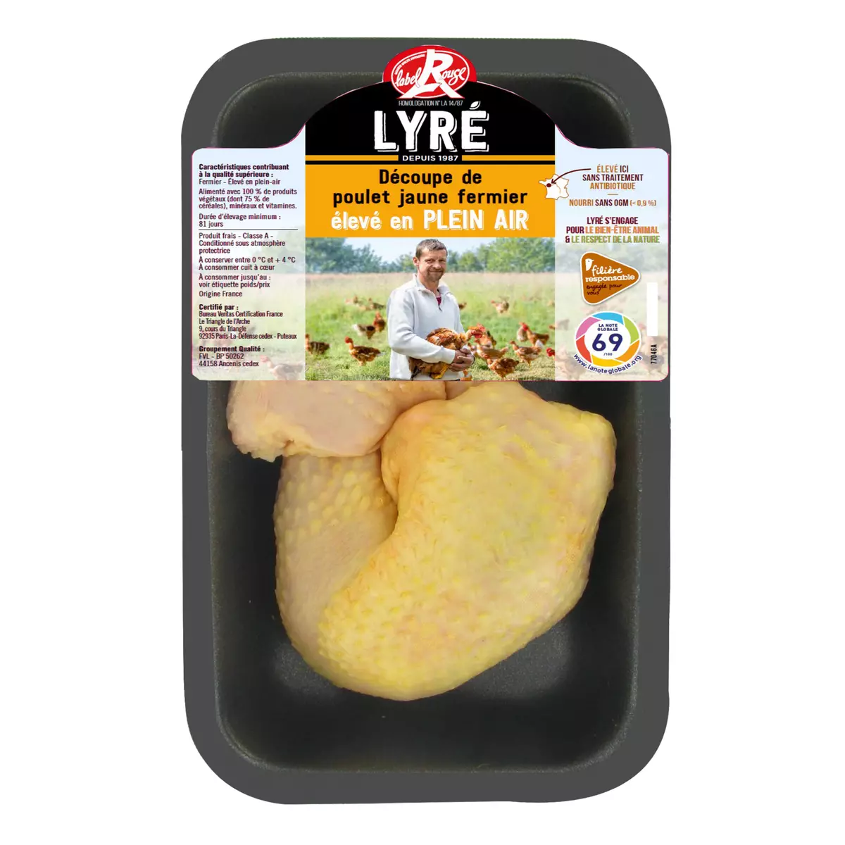 LYRE Cuisse de poulet jaune fermier label rouge 2 pièces 500g