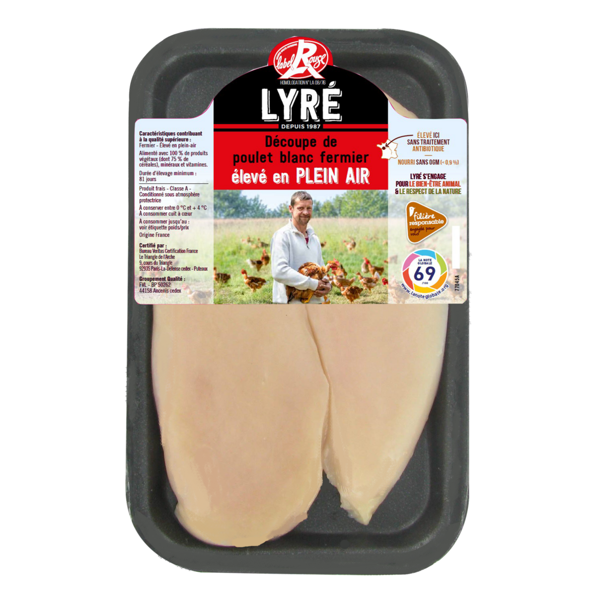 LYRE Filets de poulet blanc fermier label rouge 2 pièces 280g