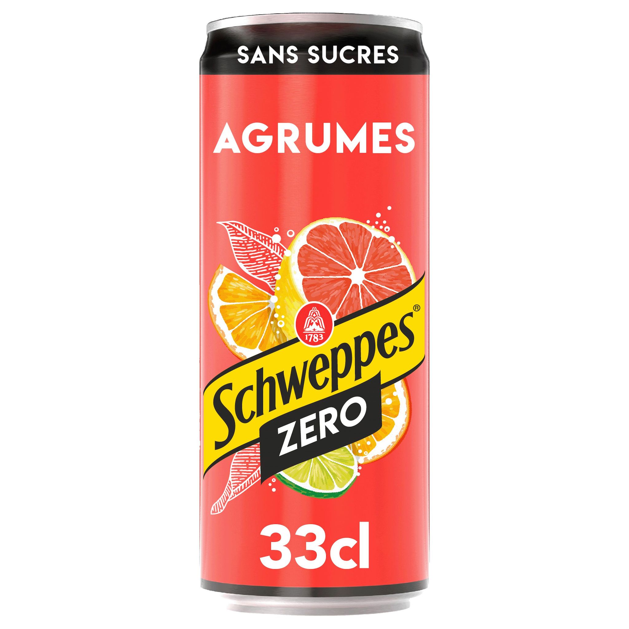 Voir la diapositive 2 : SCHWEPPES Boisson gazeuse saveur agrumes sans sucres boîte slim 33cl