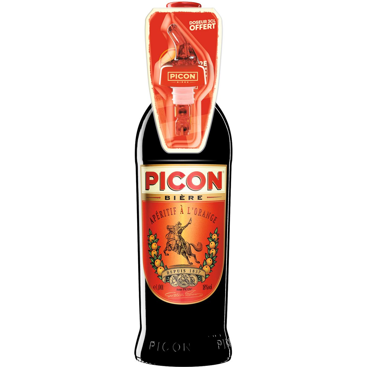 PICON Apéritif à base d'orange amère pour bière 18% doseur 3cl offert 1l