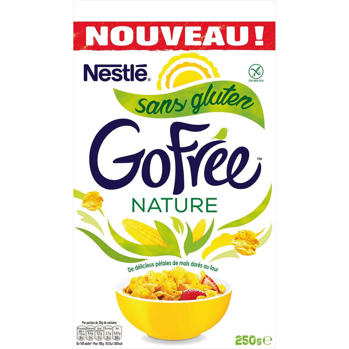 NESTLE GOFREE Pétales de maïs chocolat sans gluten 250g