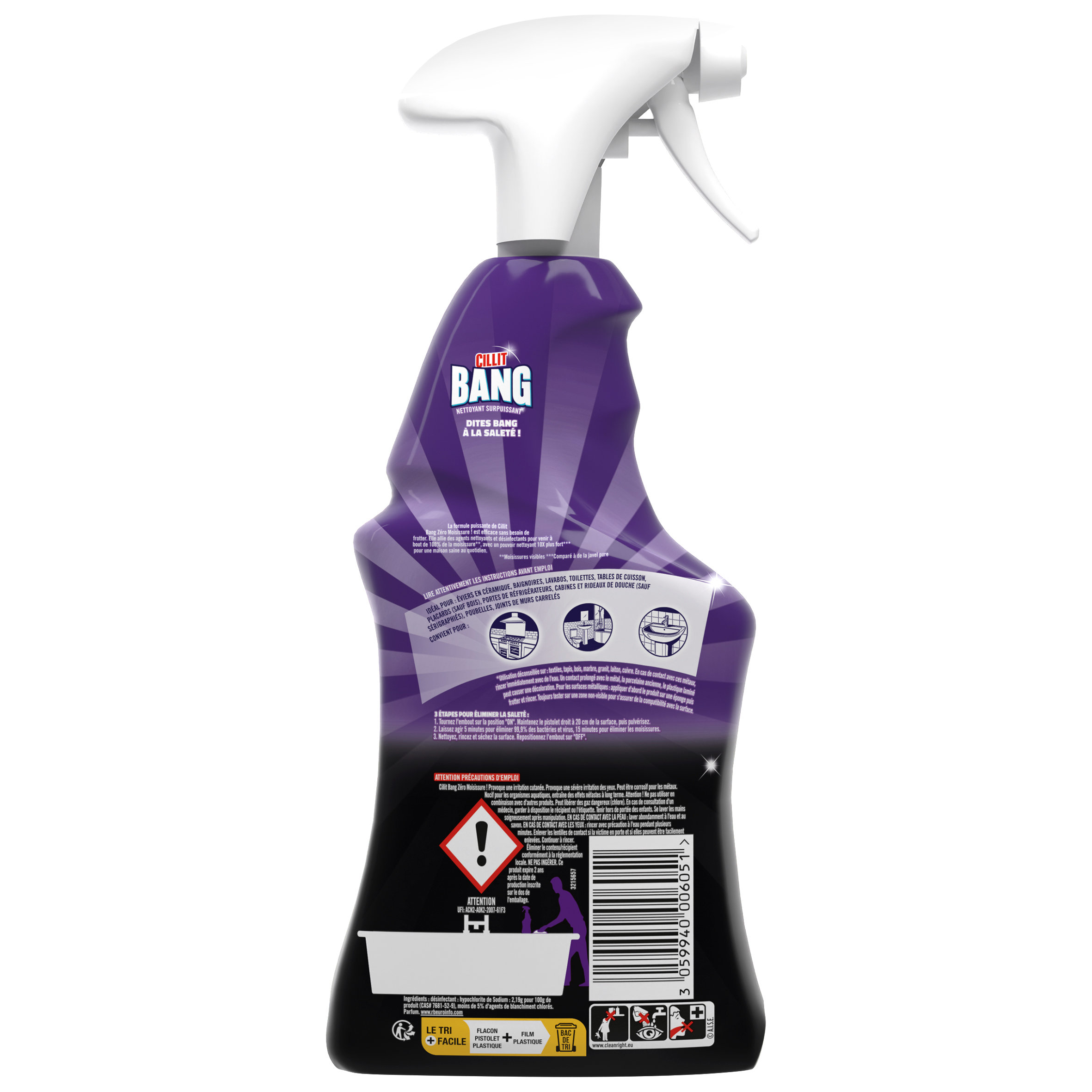 Voir la diapositive 2 : CILLIT BANG Spray nettoyant surpuissant anti-moisissures 750ml
