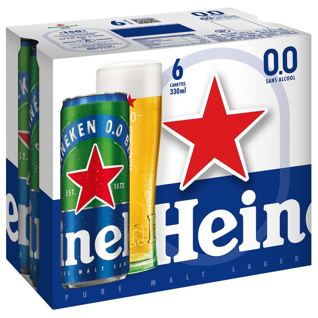 HEINEKEN Bière blonde sans alcool 0.0% boîtes 6x33cl