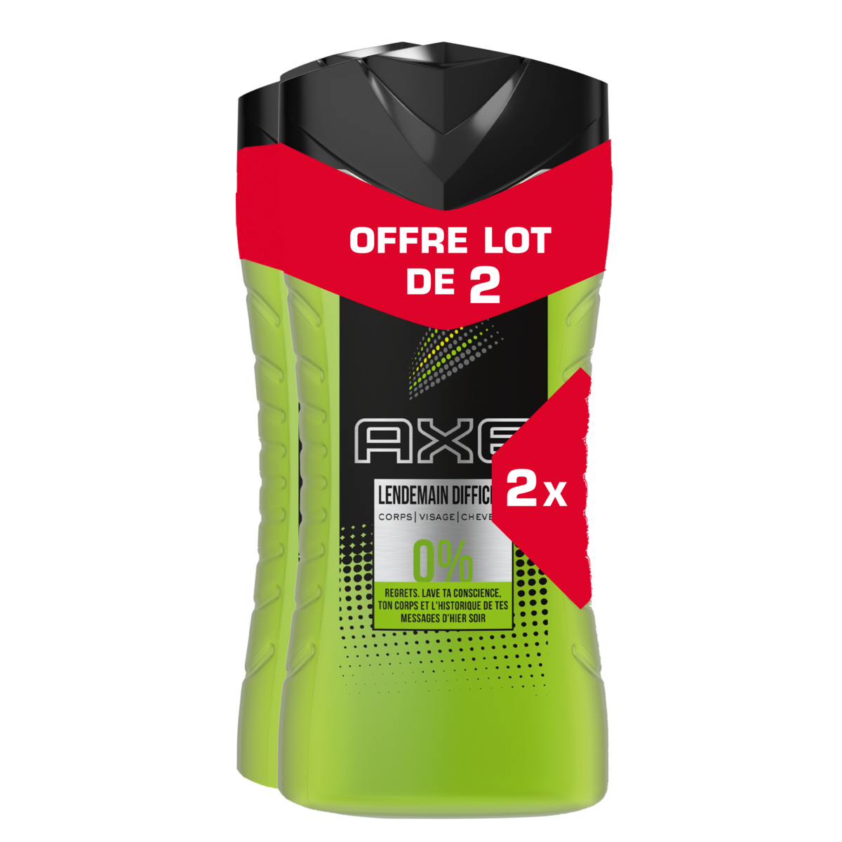 AXE Gel douche pour homme lendemain difficile 2x250ml