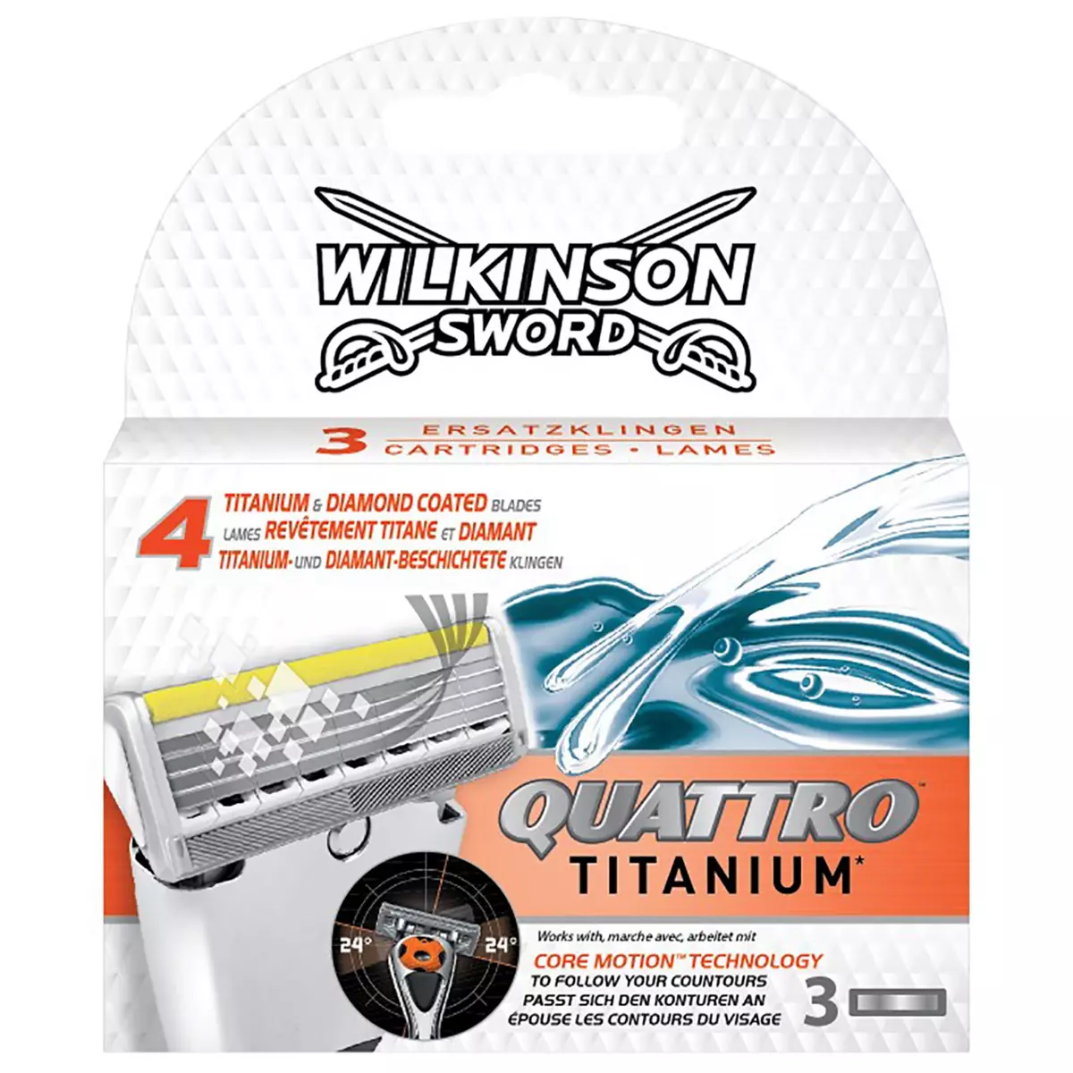 WILKINSON Quattro Titanium recharges lames de rasoir 4 lames 3 recharges