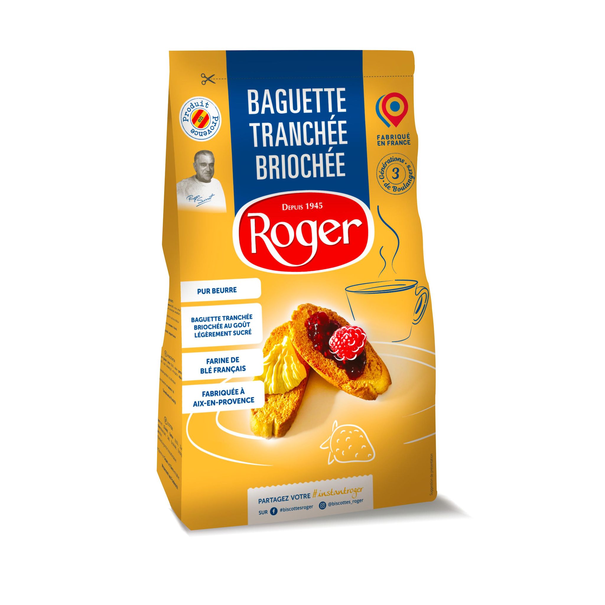 ROGER Baguette tranchée briochée 180g