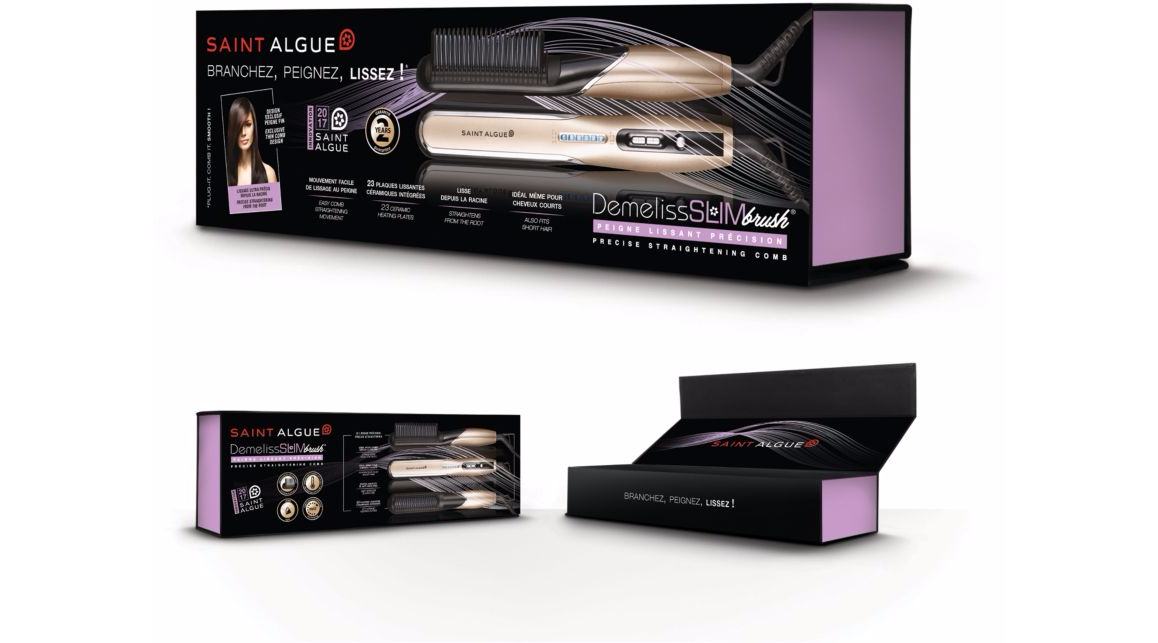 Voir la diapositive 3 : ST ALGUE Brosse lissante et chauffante Demeliss SlimBrush
