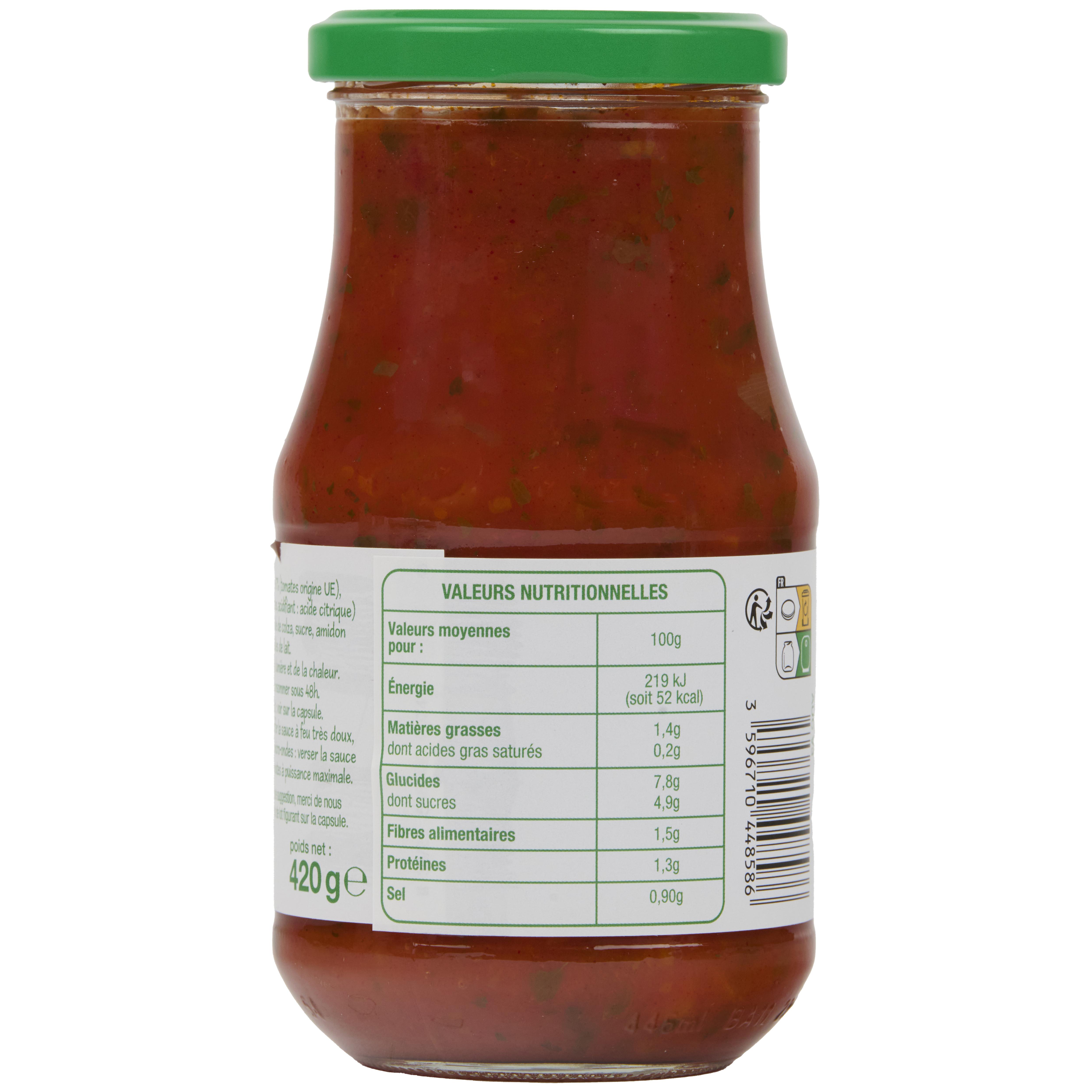 Voir la diapositive 2 : POUCE Sauce tomate cuisinée, en bocal 420g