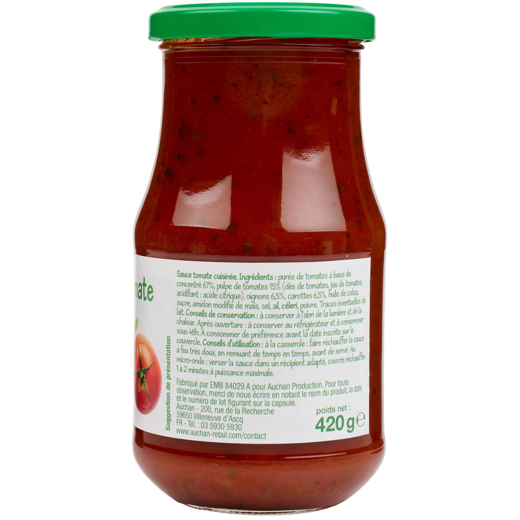 Voir la diapositive 2 : POUCE Sauce tomate cuisinée, en bocal 420g