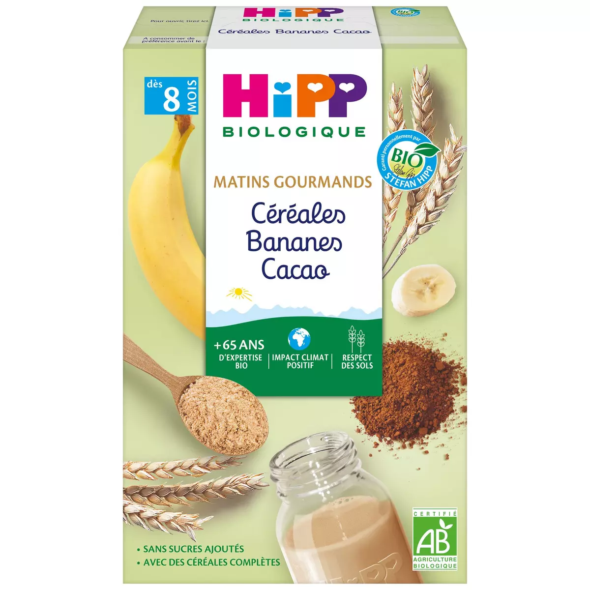 HIPP Céréales banane cacao bio en poudre dès 8 mois 250g