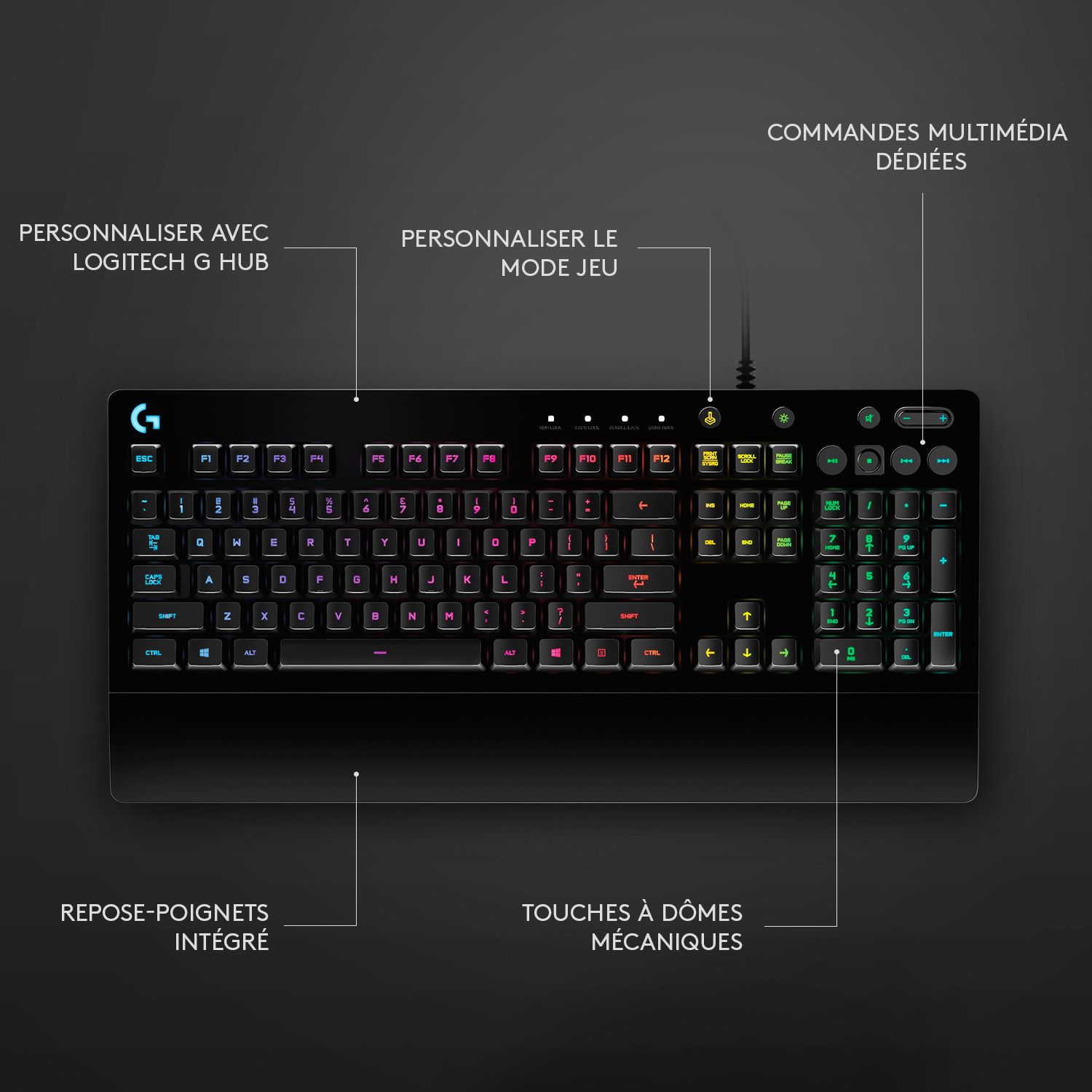 Voir la diapositive 6 : LOGITECH Clavier Gaming G213 Prodigy Filaire Rétroéclairé