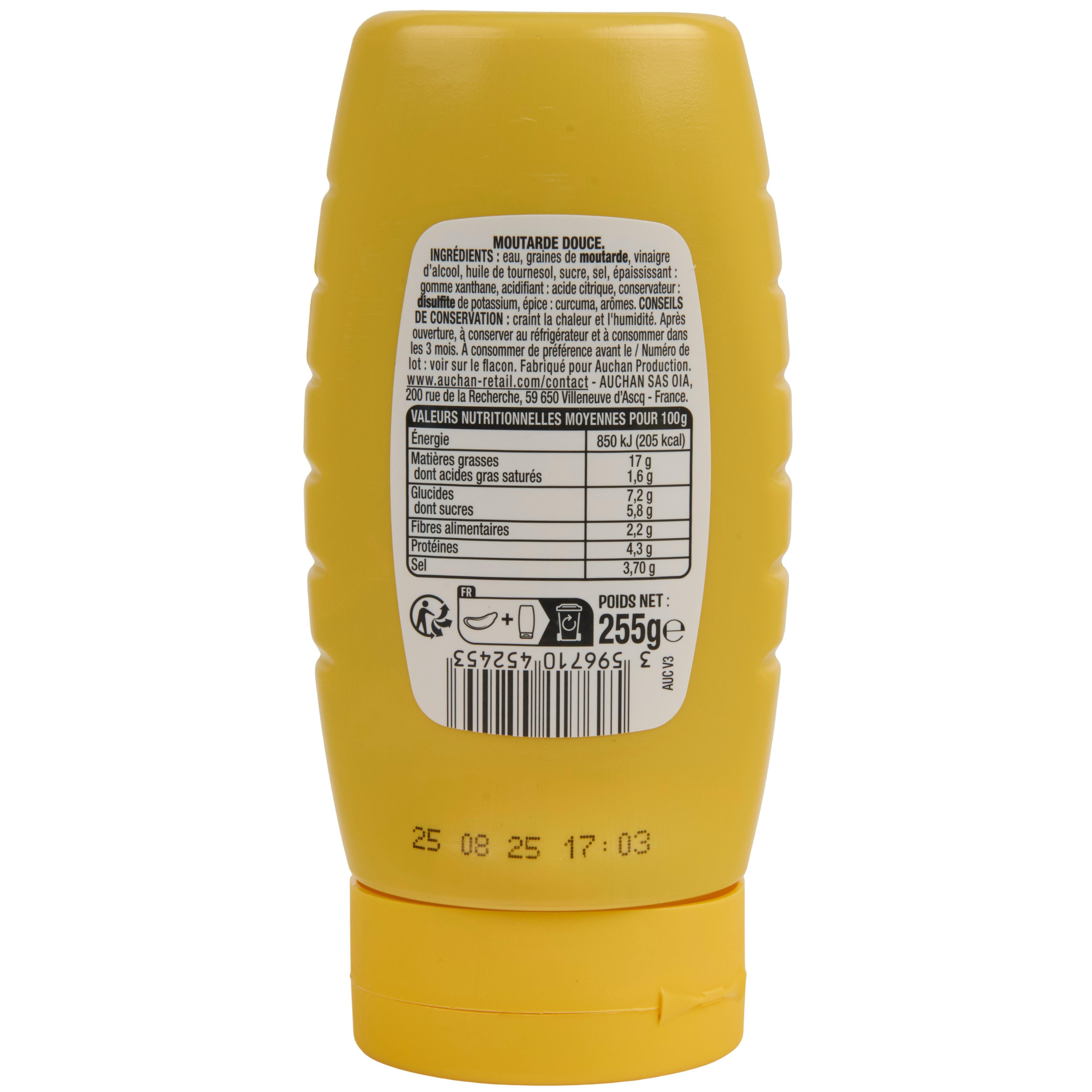 Voir la diapositive 4 : AUCHAN Moutarde douce flacon souple 255g