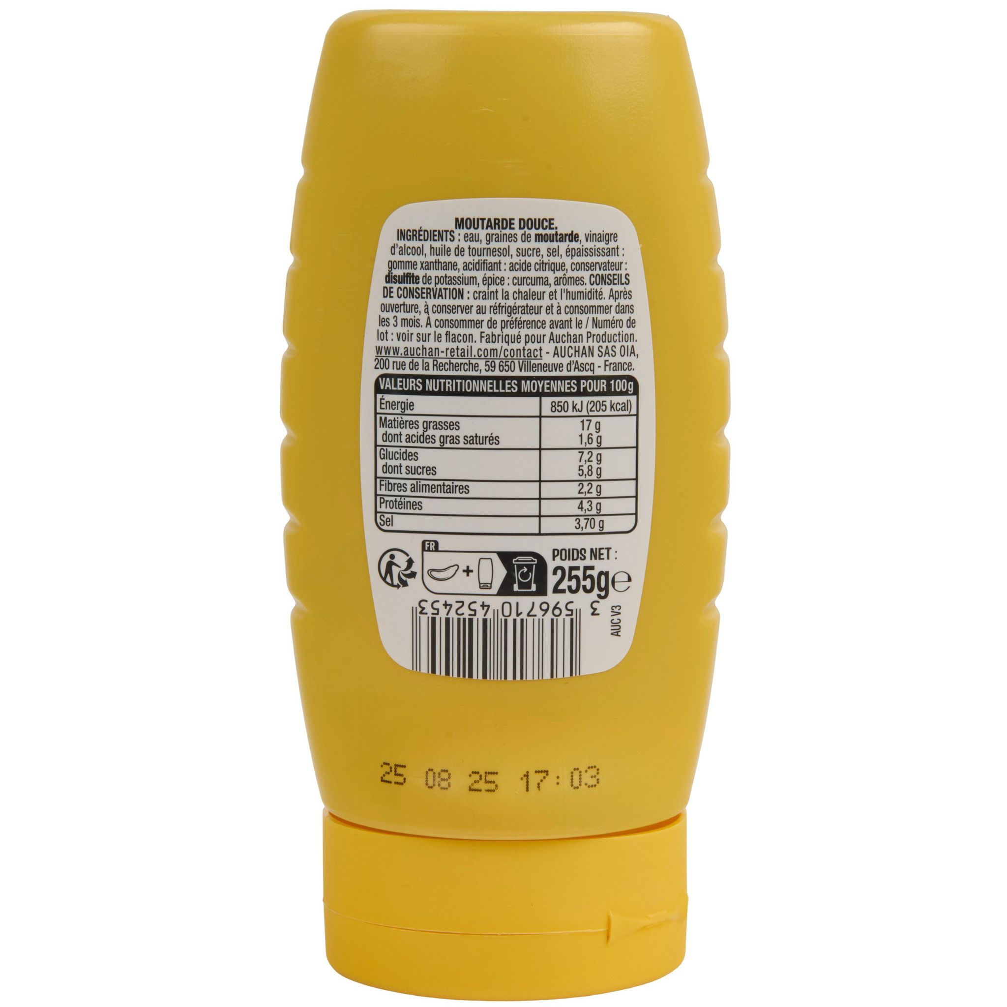 Voir la diapositive 4 : AUCHAN Moutarde douce flacon souple 255g