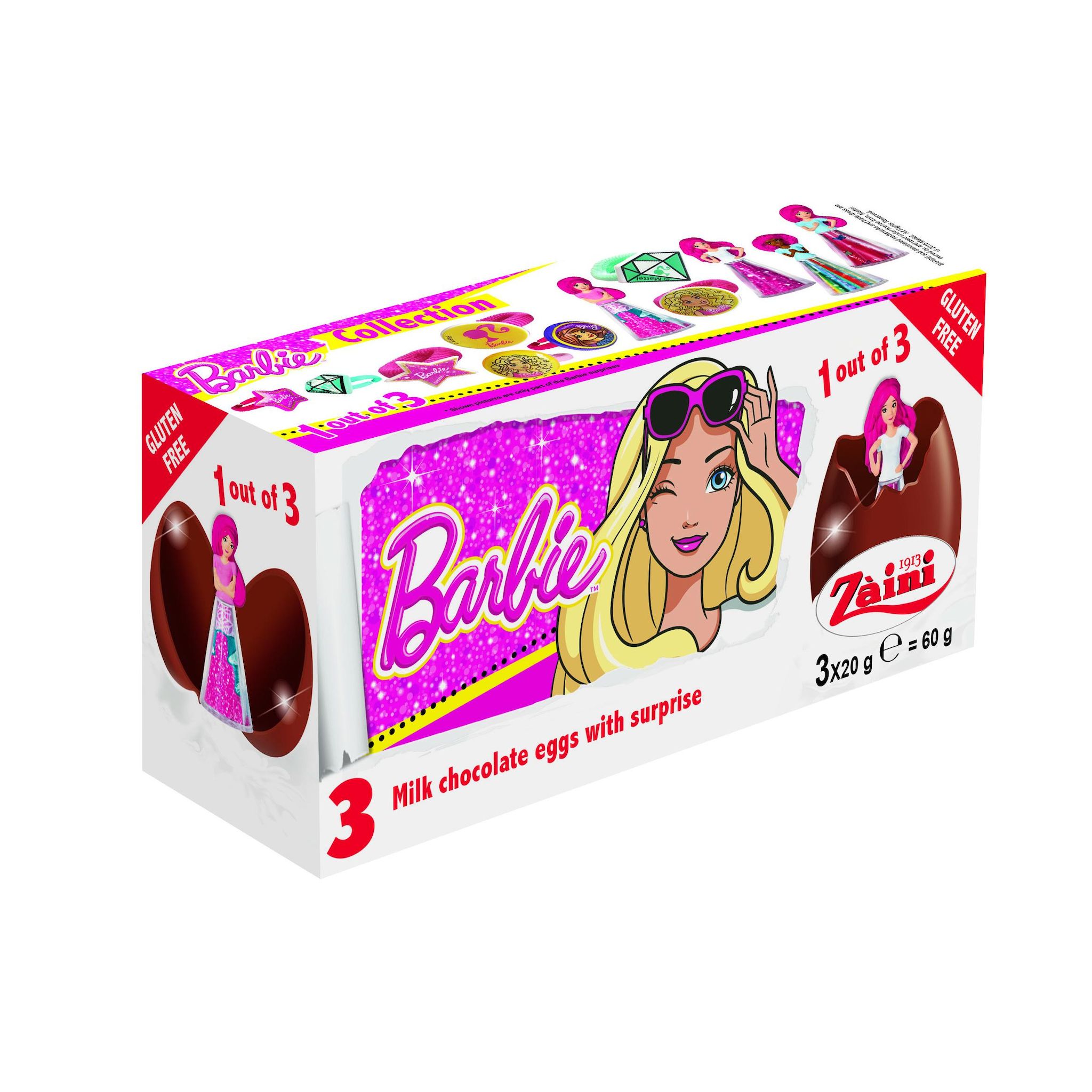 BIP FRANCE Oeufs surprises barbie au chocolat au lait 3 oeufs 3x20g