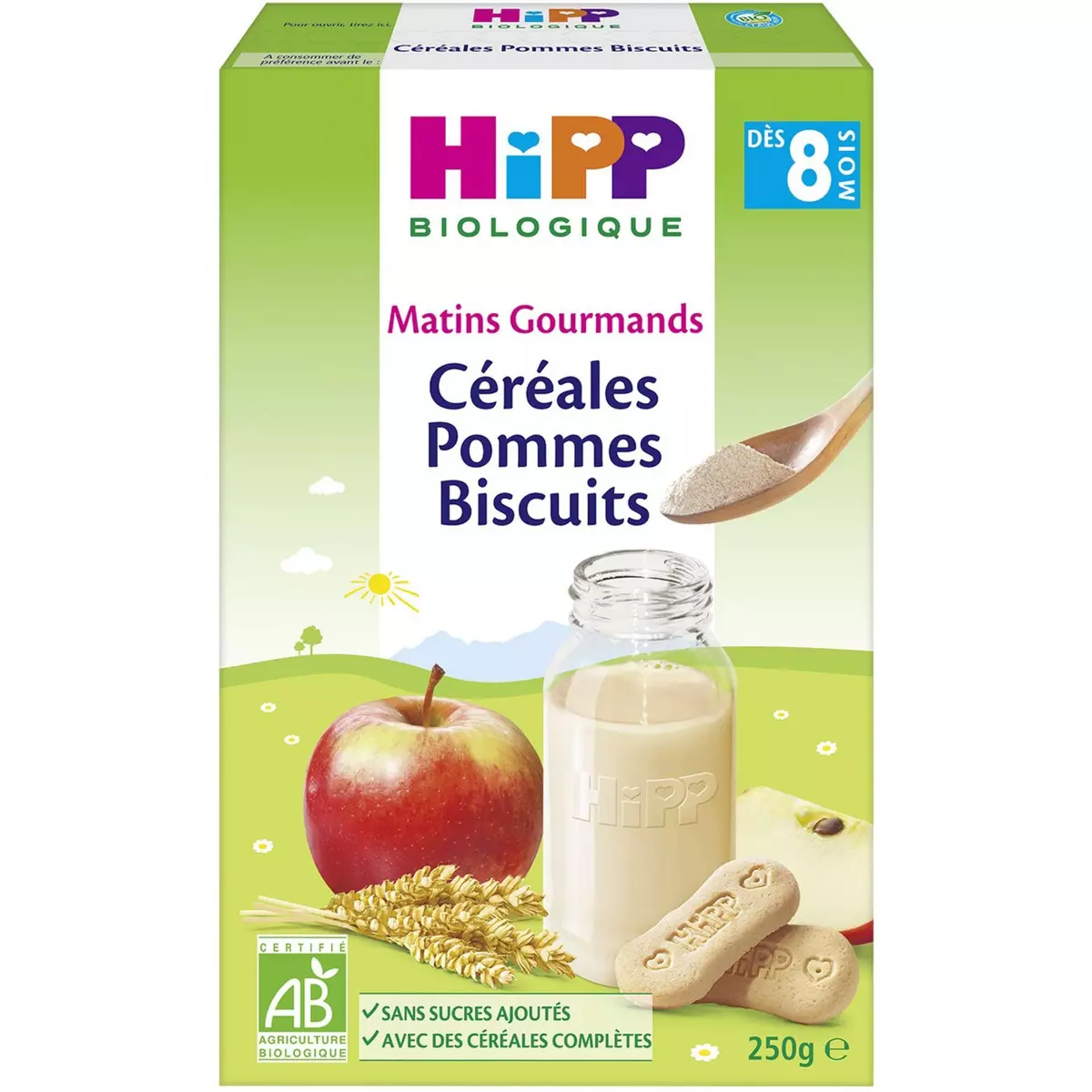 HIPP Céréales pomme biscuit bio en poudre dès 8 mois 250g