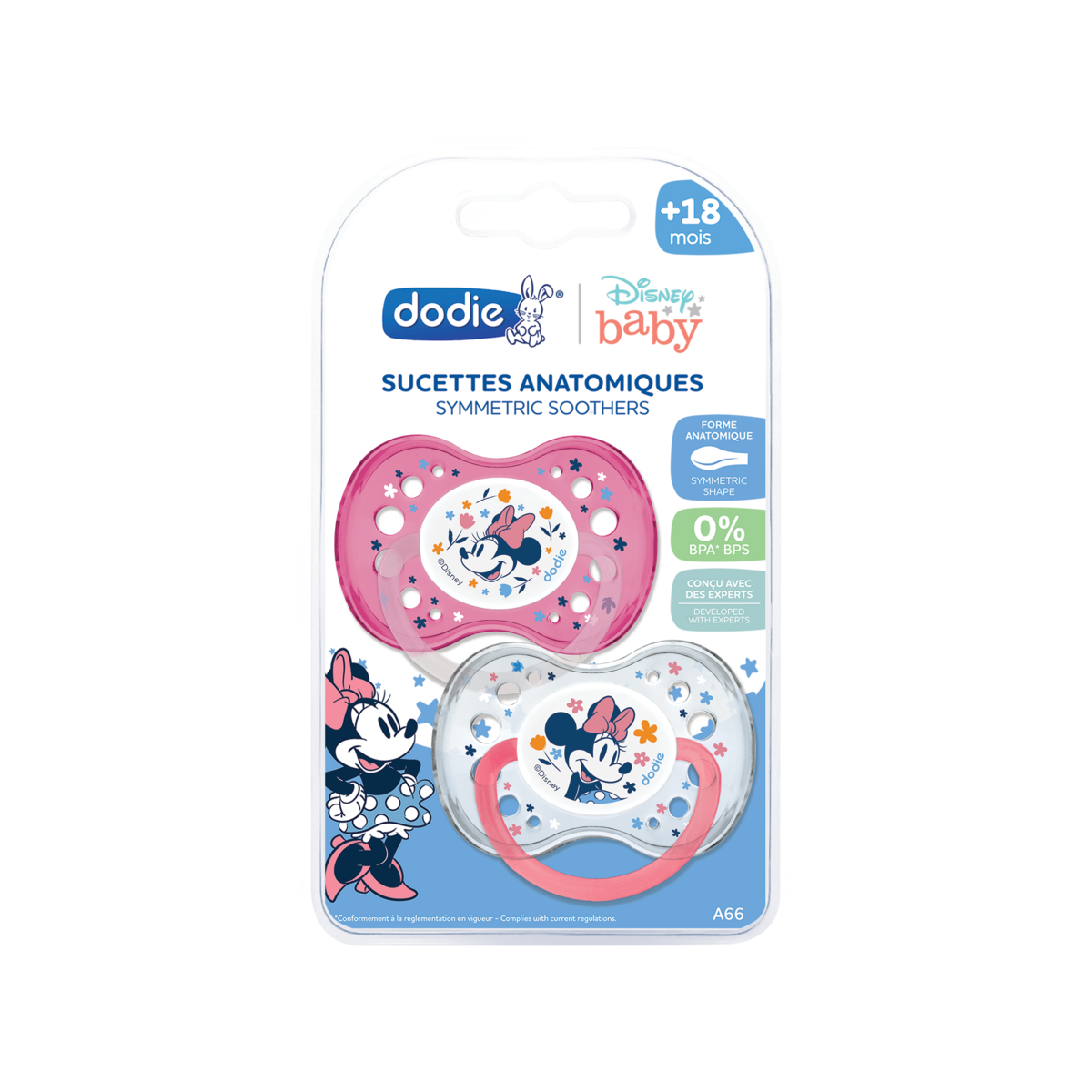 DODIE Sucettes anatomiques Disney Minnie A66 +18mois 2 pièces