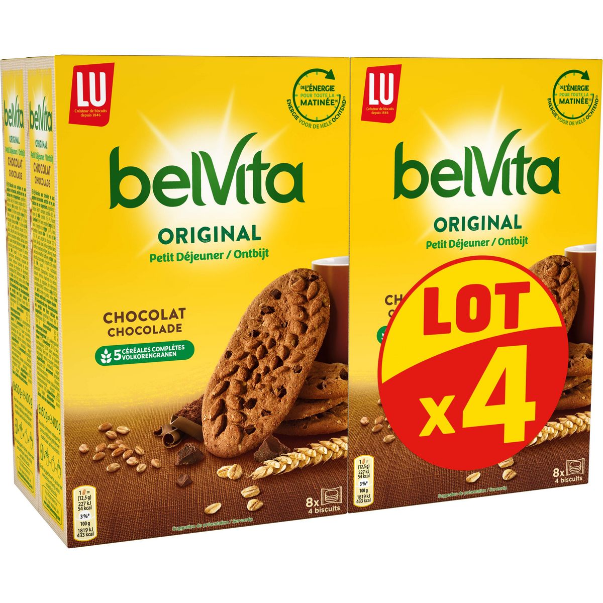BELVITA Biscuits petit-déjeuner au chocolat 4x400g